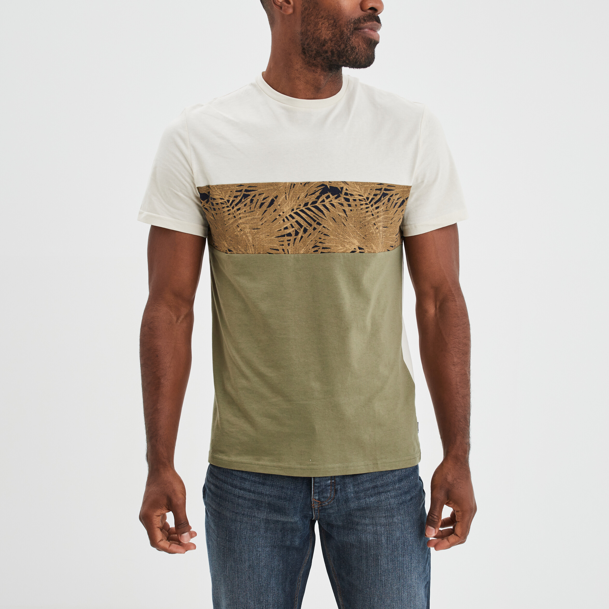 T-shirt manches courtes coton Creeks vert kaki homme