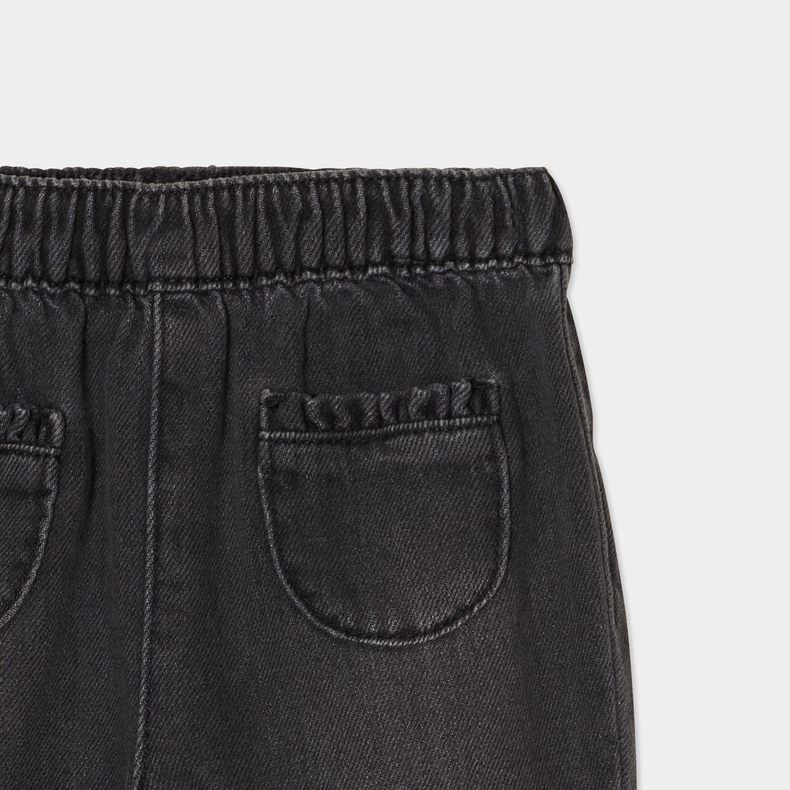 jeans bas elastique coton denim noir bebef Jeans bas élastiqué coton denim noir bébé fille