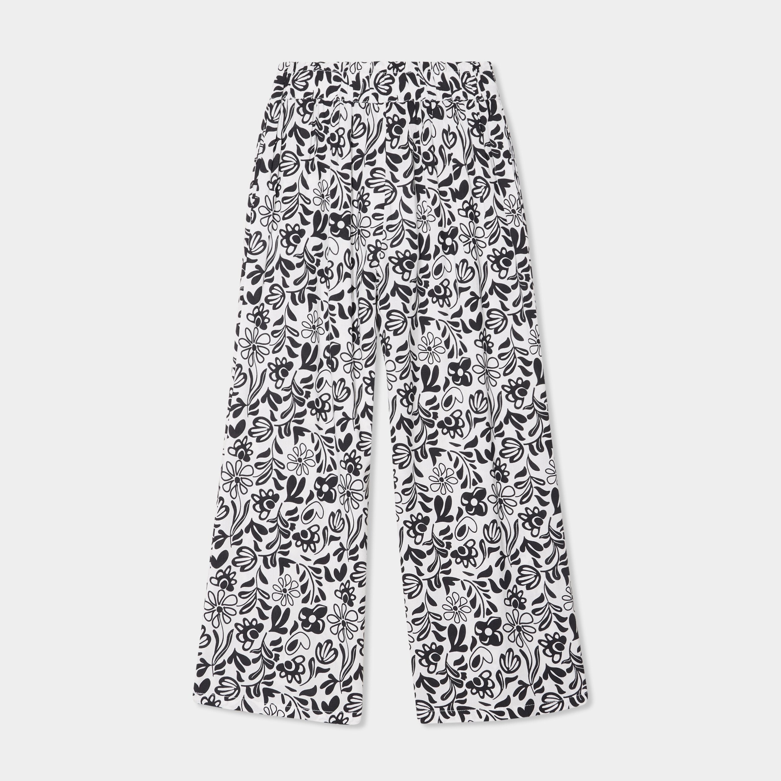 pantalon fluide taille elastiquee ecru fille Pantalon fluide taille élastiquée ecru fille