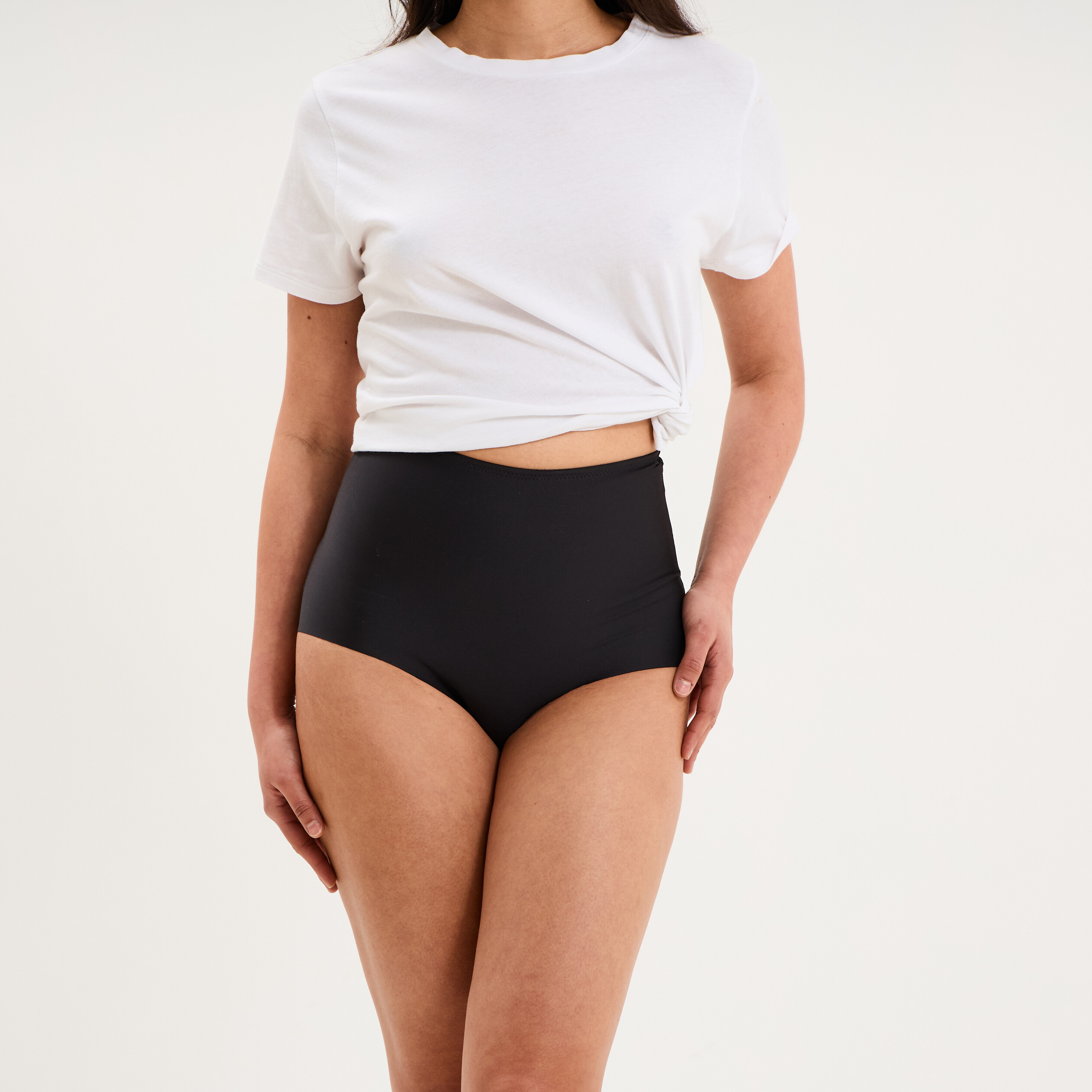Culotte mi haute gainante sans couture noir femme