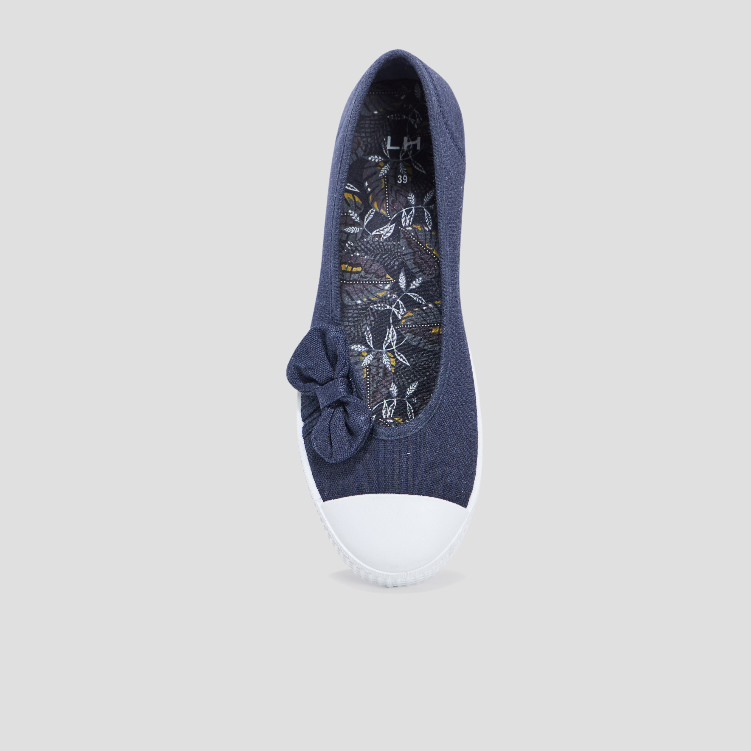 ballerines en toile avec noeuds bleu marine femme Ballerines en toile avec noeuds bleu marine femme