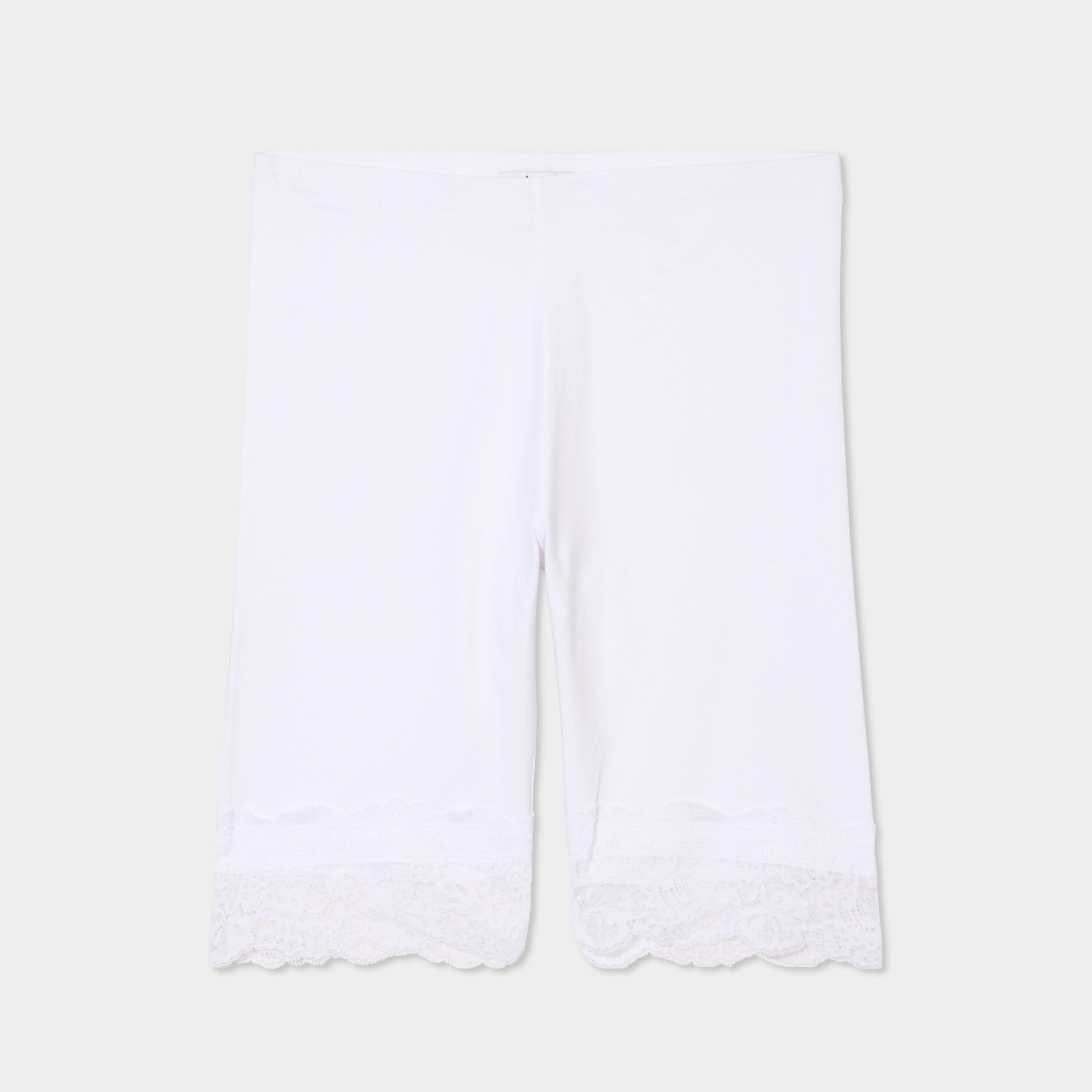 Short cycliste &agrave; dentelle blanc femme