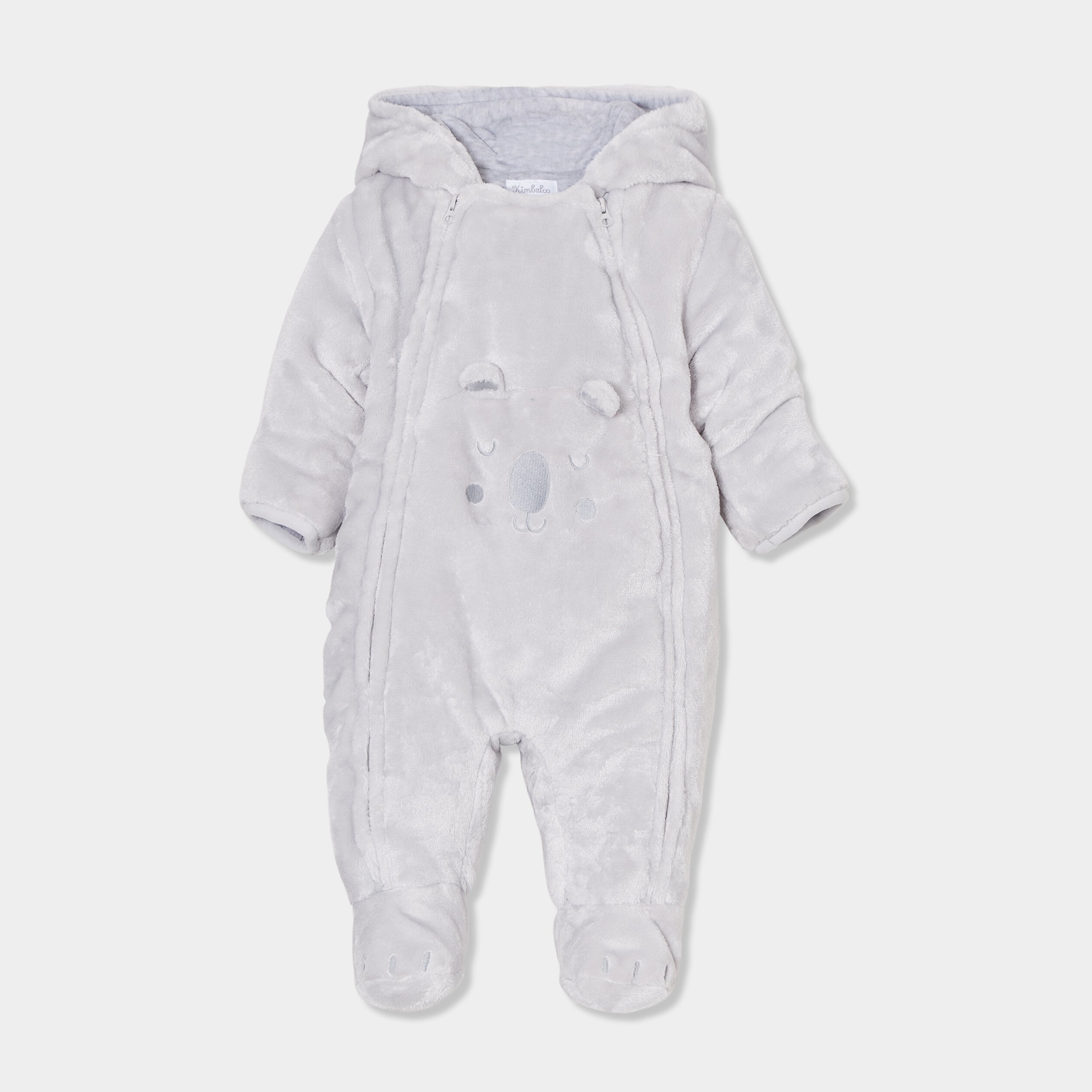 combinaison pilote effet velours a zip gris bebeg Combinaison pilote effet velours à zip gris bébé garçon