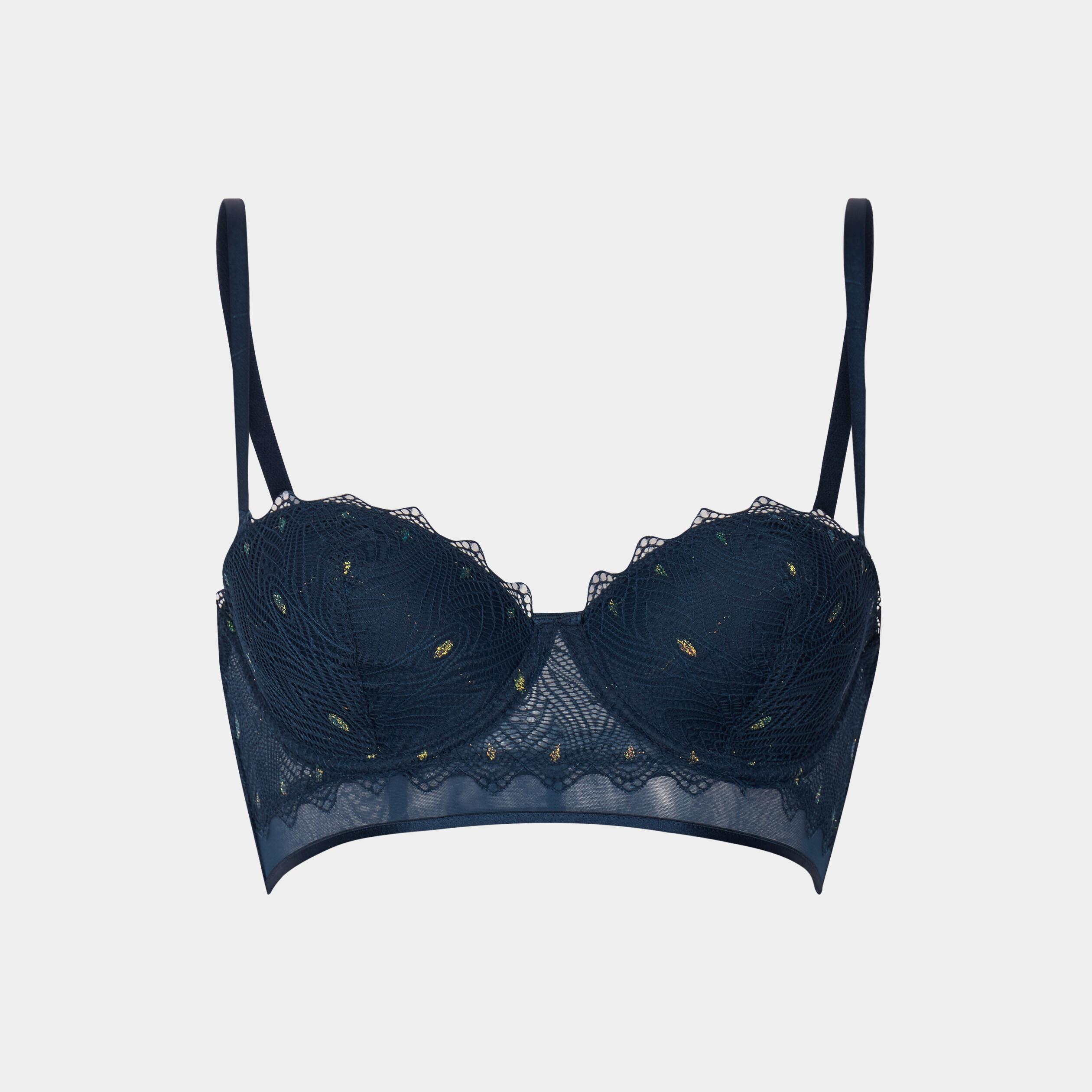 soutien gorge bandeau padde dentelle bleu canard femme Soutien-gorge bandeau paddé dentelle bleu canard femme