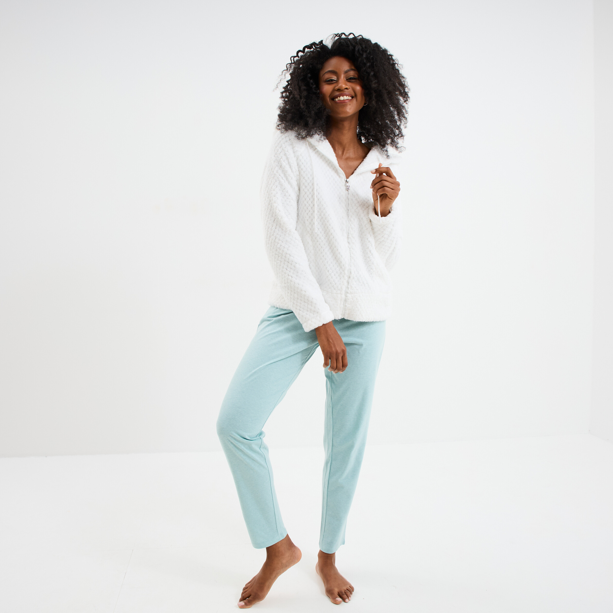 veste de pyjama effet polaire ivoire femme Veste de pyjama effet polaire ivoire femme