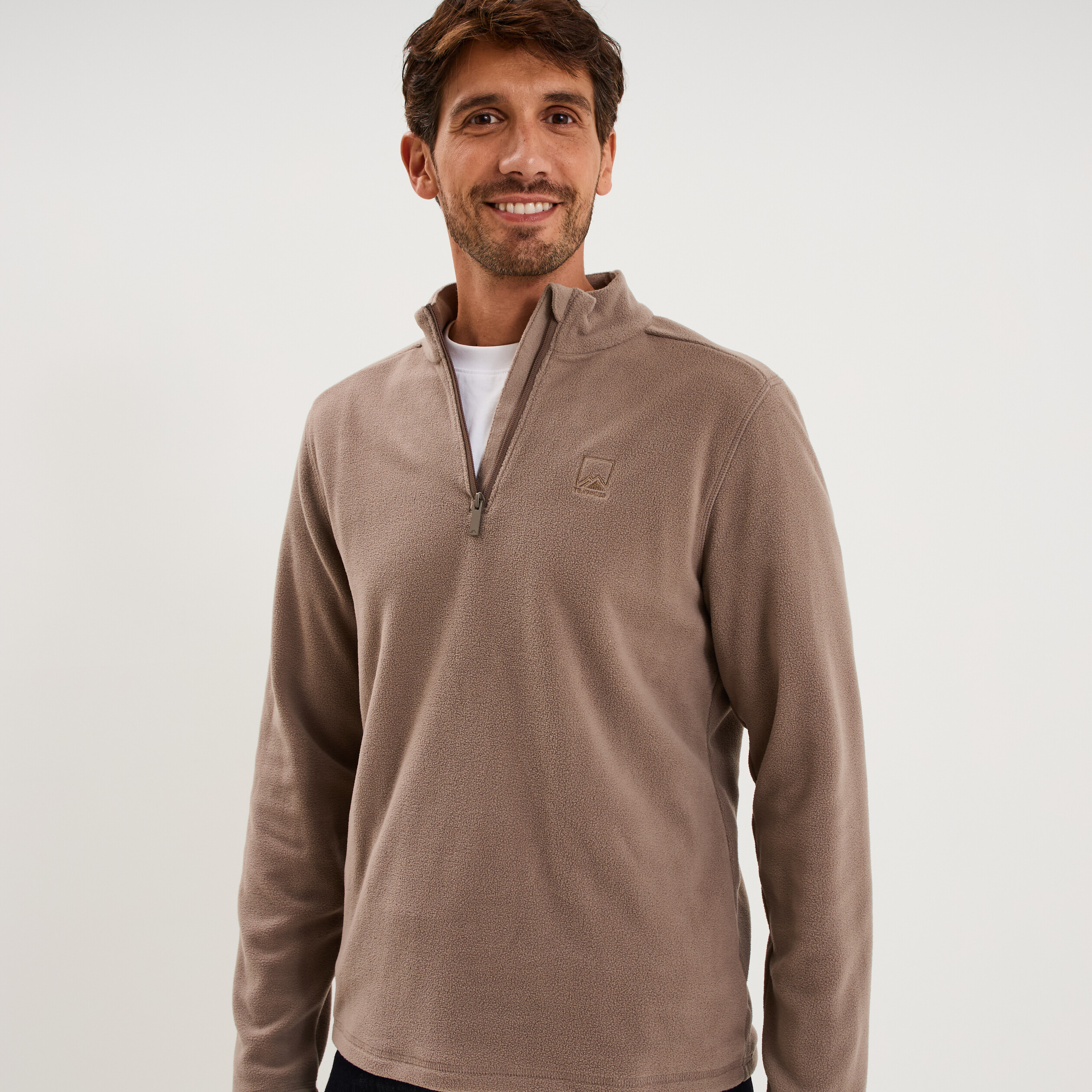 Sweat polaire col camionneur gris homme