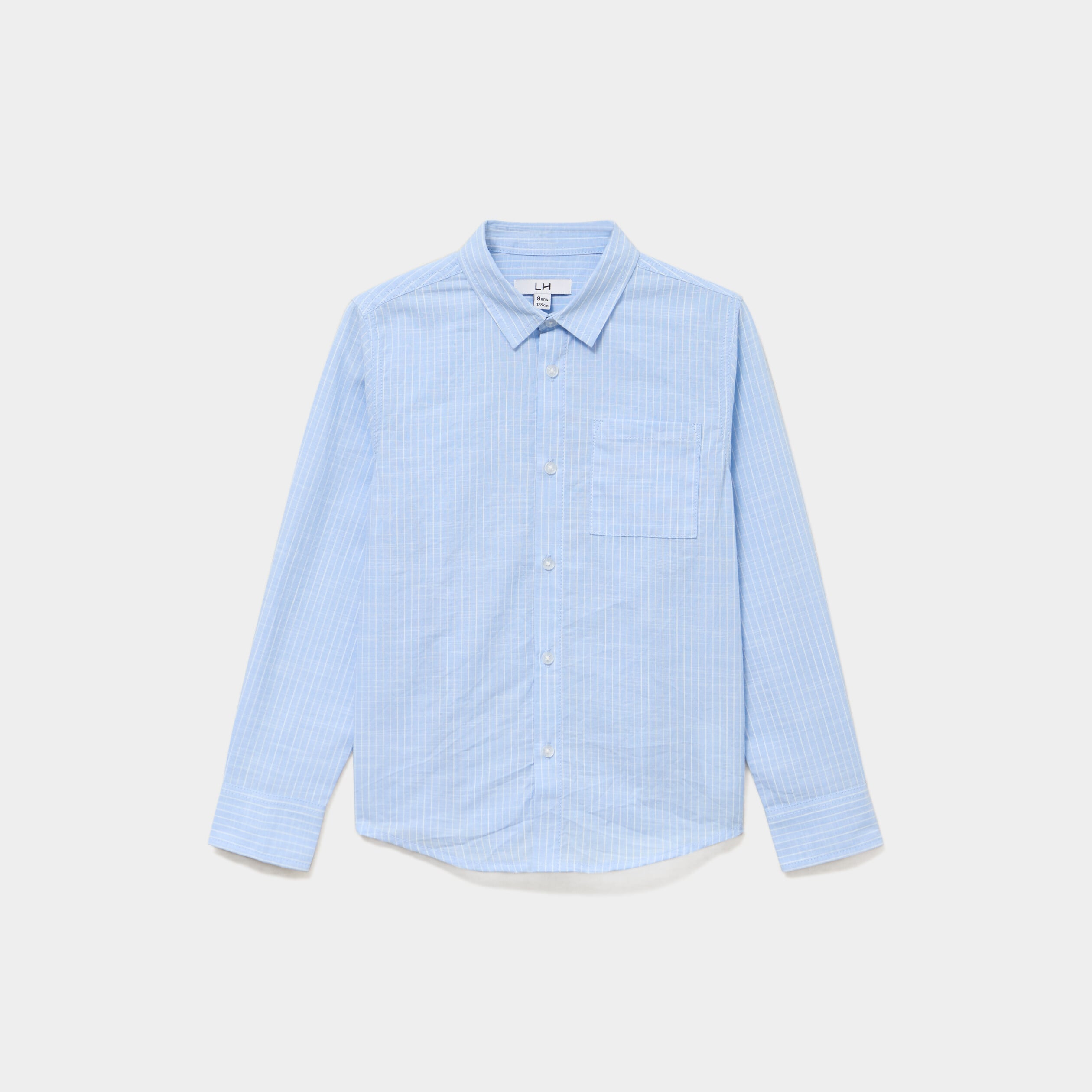 Chemise manches longues coton bleu ciel gar&ccedil;on