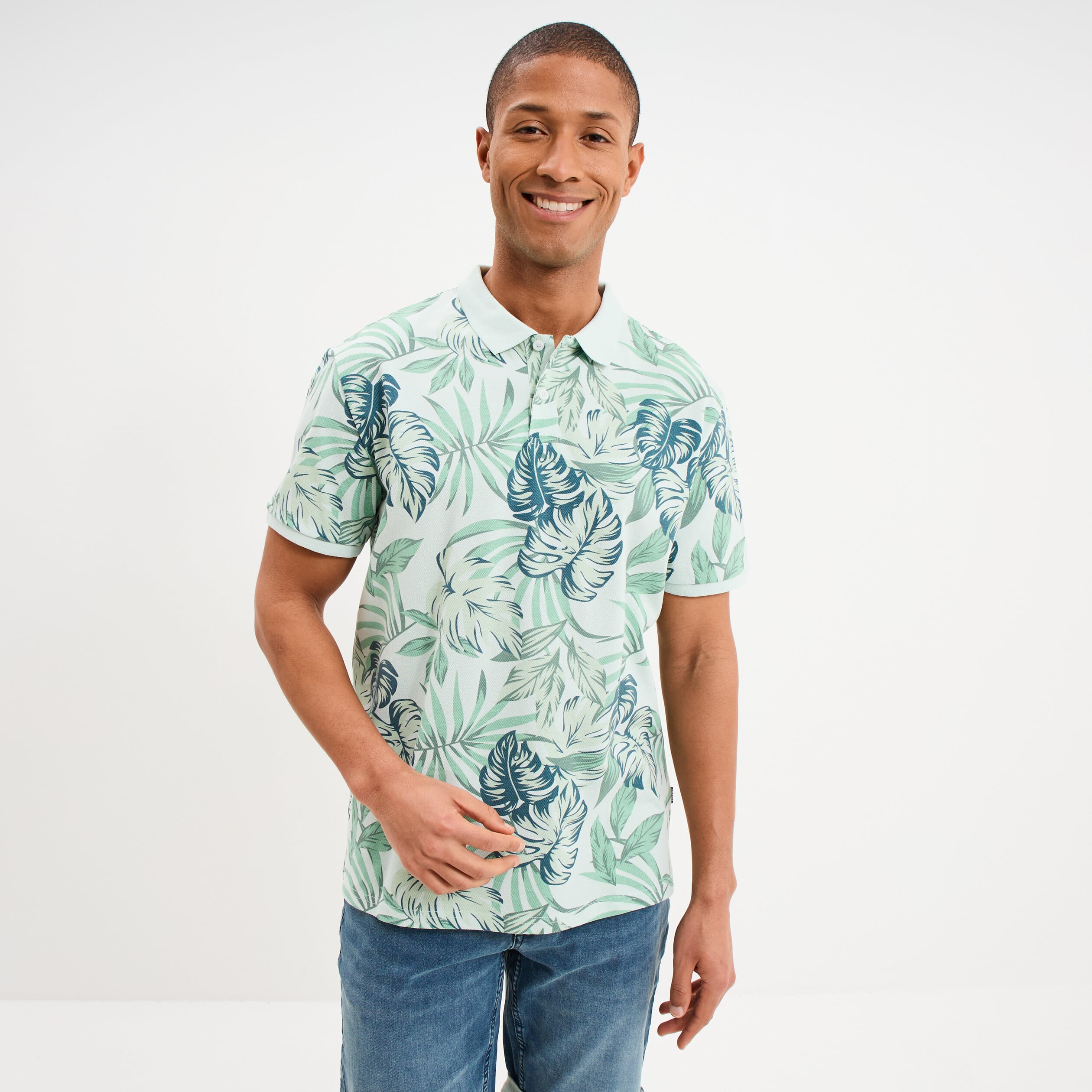 Polo jersey coton manches courtes vert homme