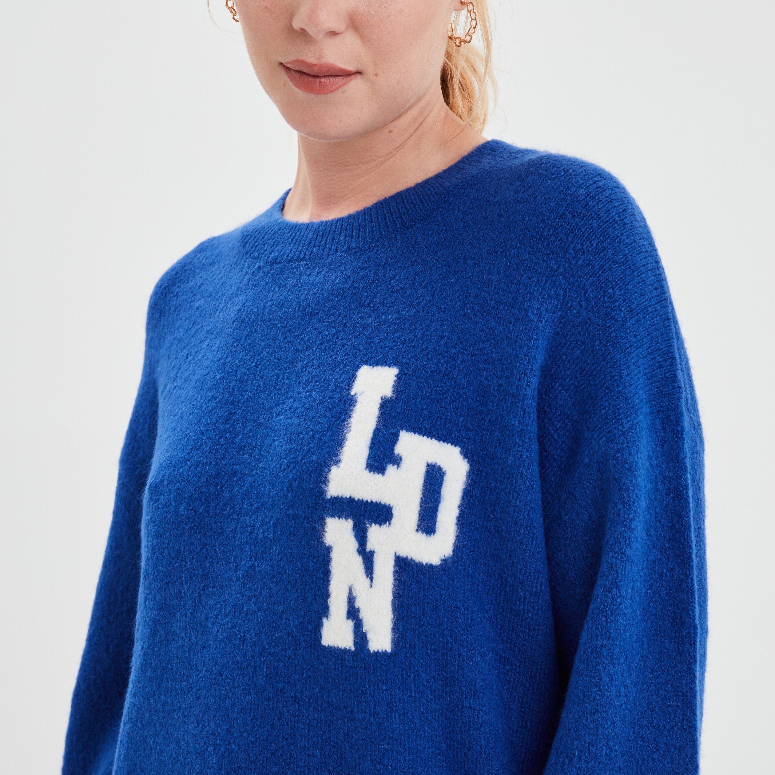 Pull col rond manches longues Creeks bleu foncé femme