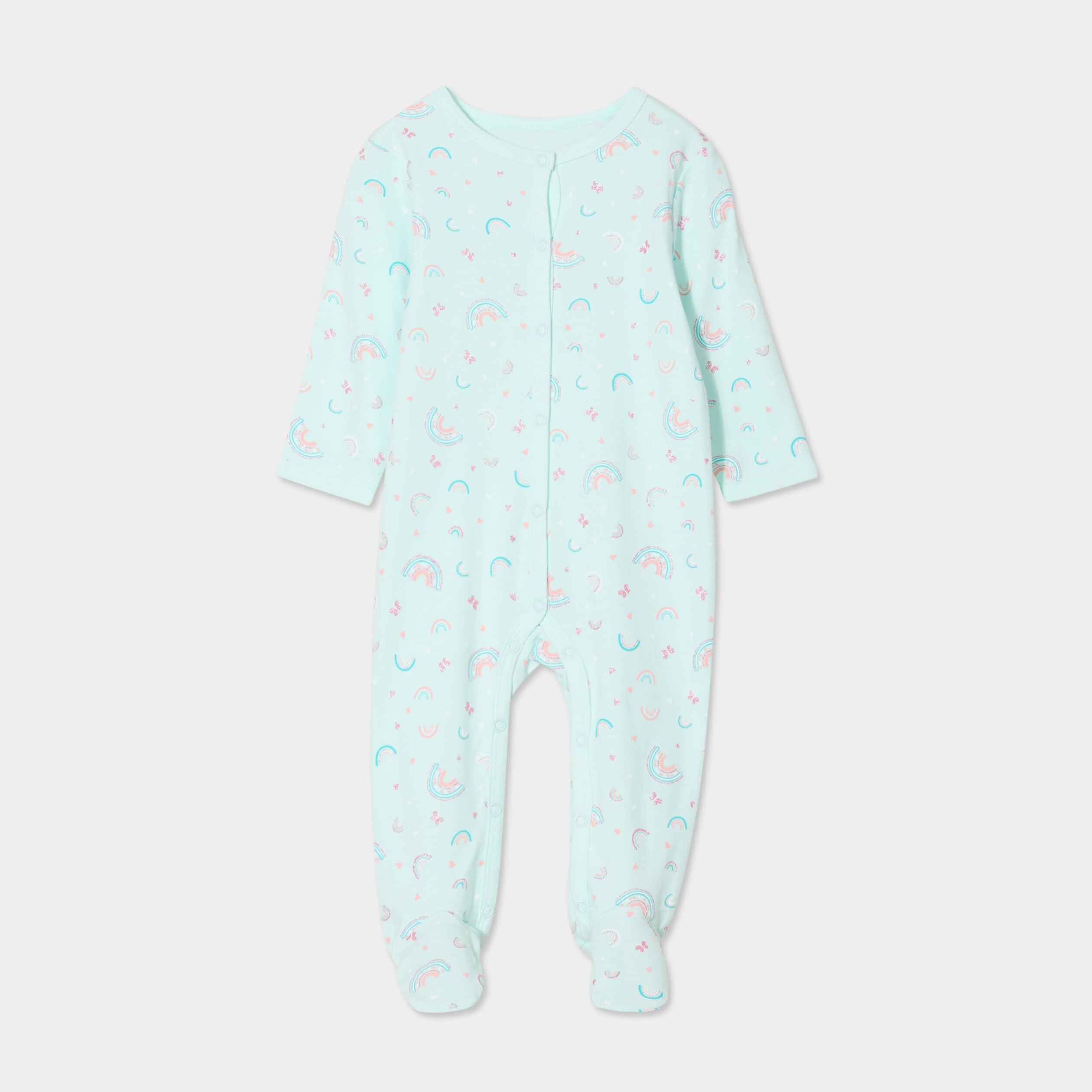 Dors-bien coton manches longues boutonn&eacute; bleu clair b&eacute;b&eacute;