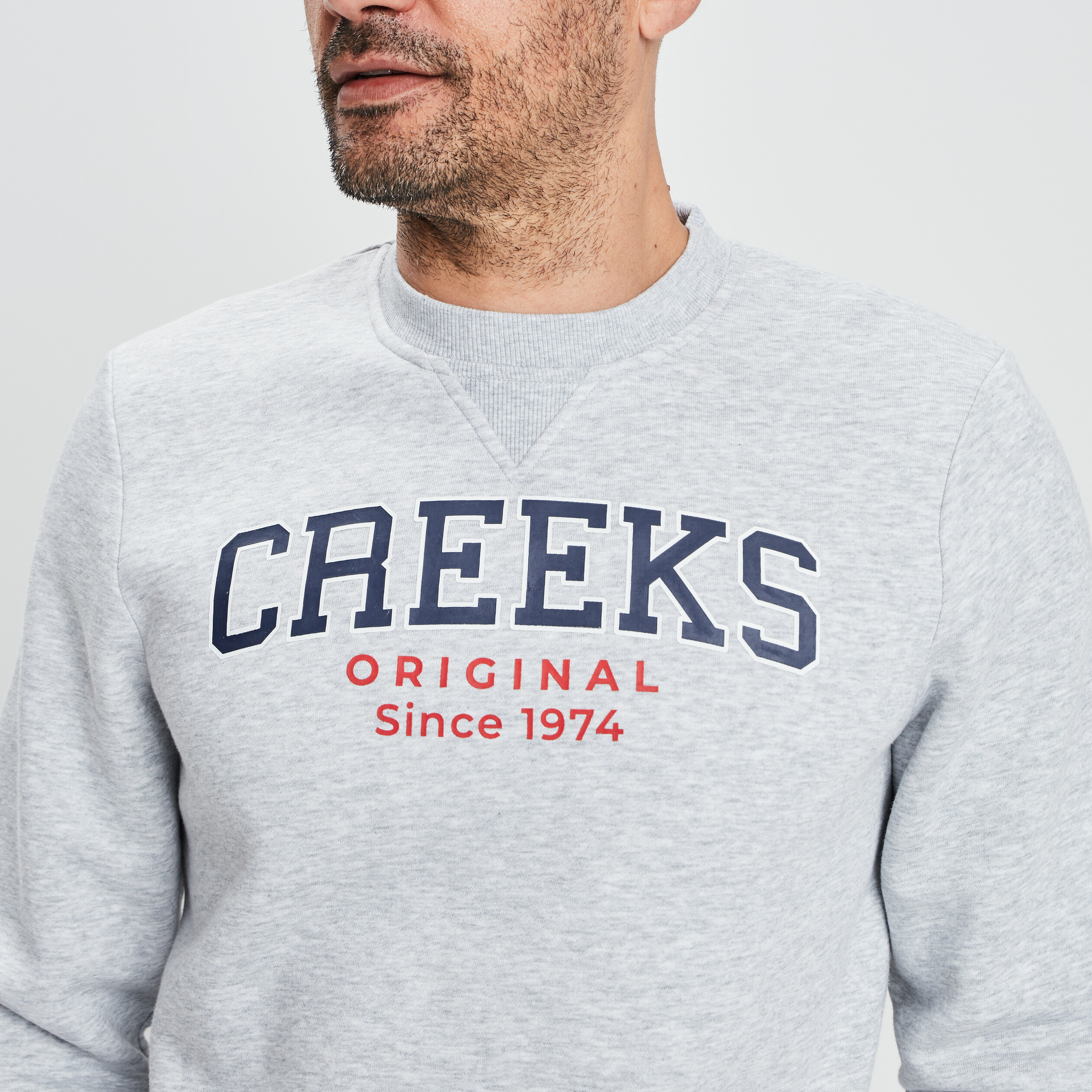 sweat a col rond creeks gris clair homme Sweat à col rond Creeks gris clair homme