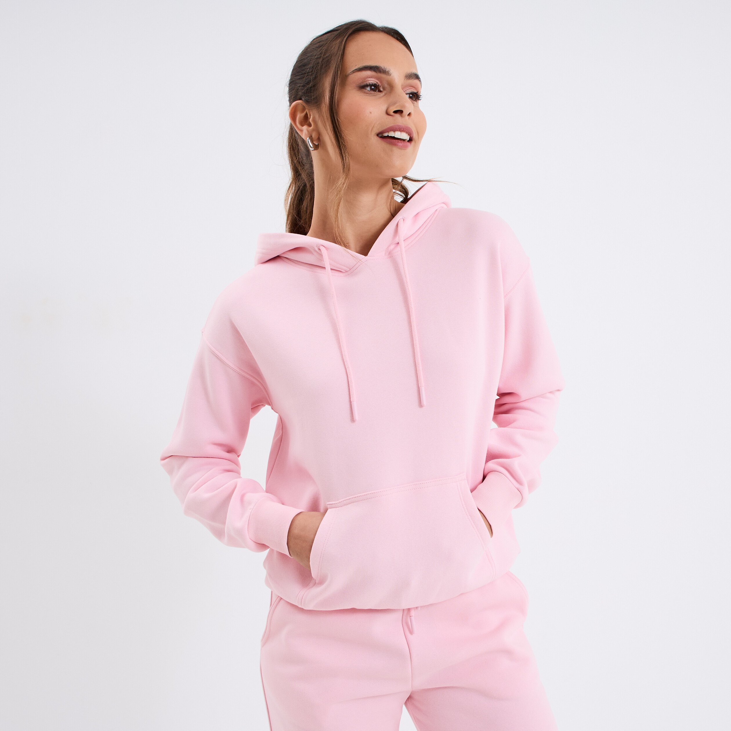 sweat hoodie molleton a capuche rose clair femme Sweat hoodie molleton à capuche rose clair femme