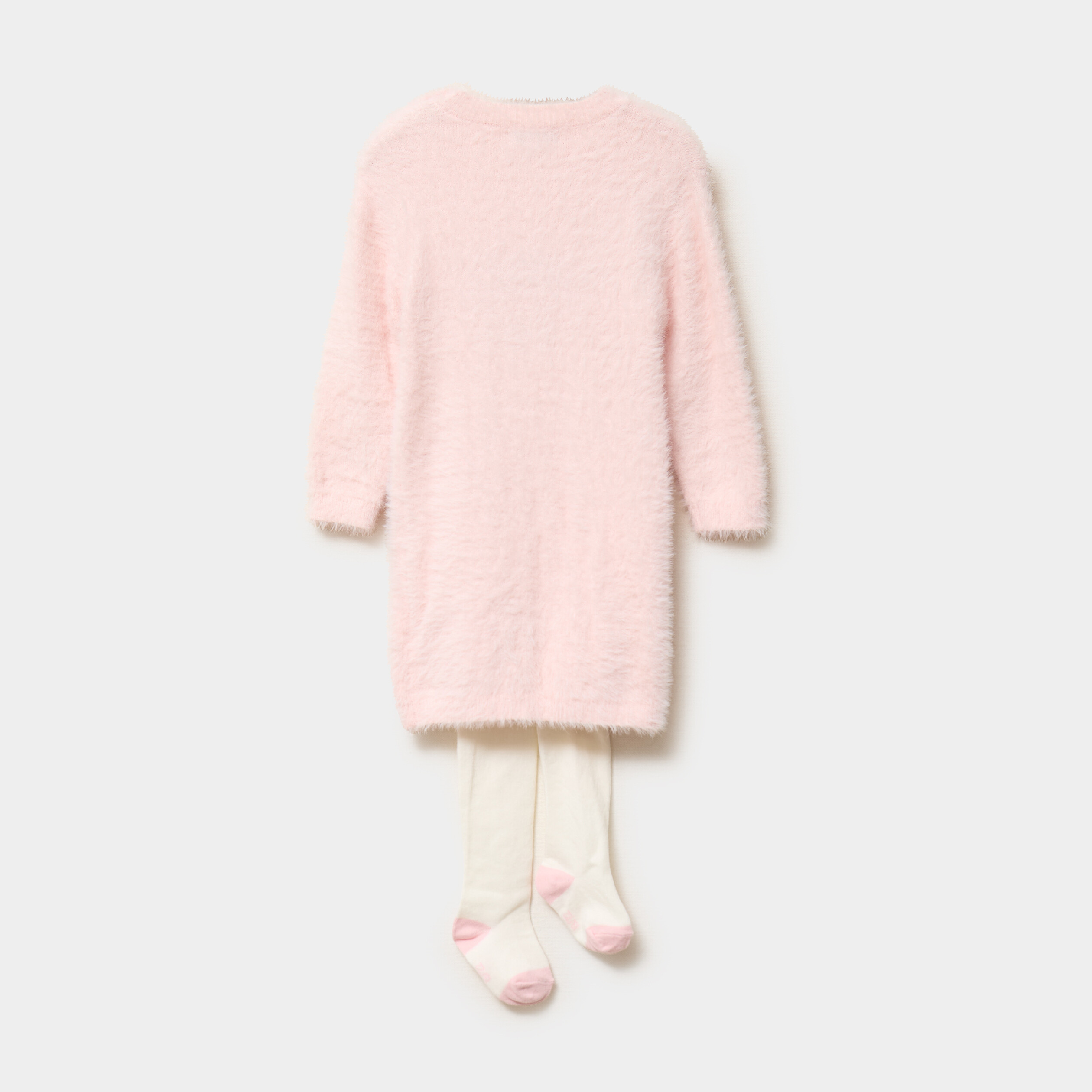 Ensemble robe tricot et collants rose clair b&eacute;b&eacute; fille