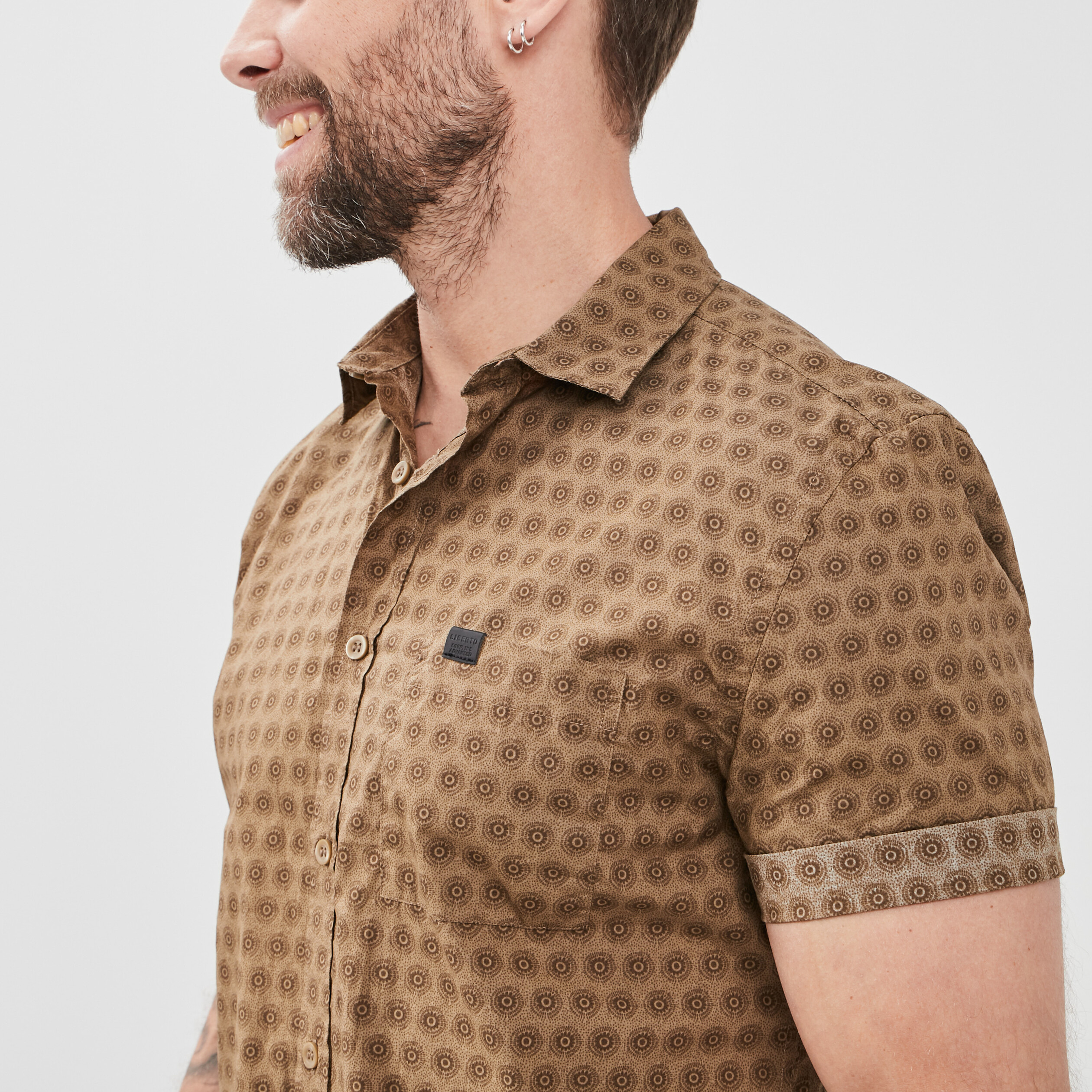 Chemise manches courtes vert kaki homme
