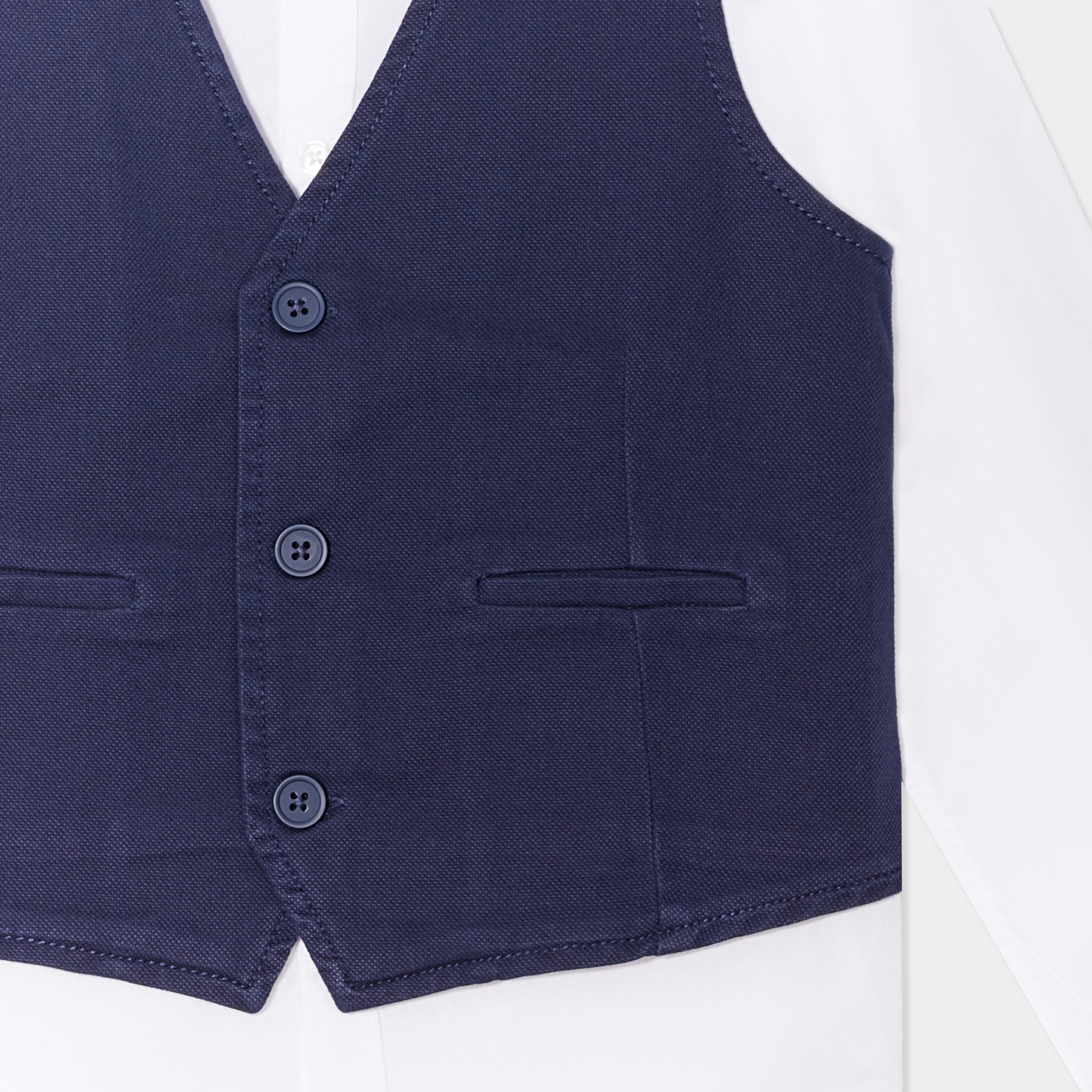 Ensemble 3 pi&egrave;ces chemise veste noeud bleu marine gar&ccedil;on