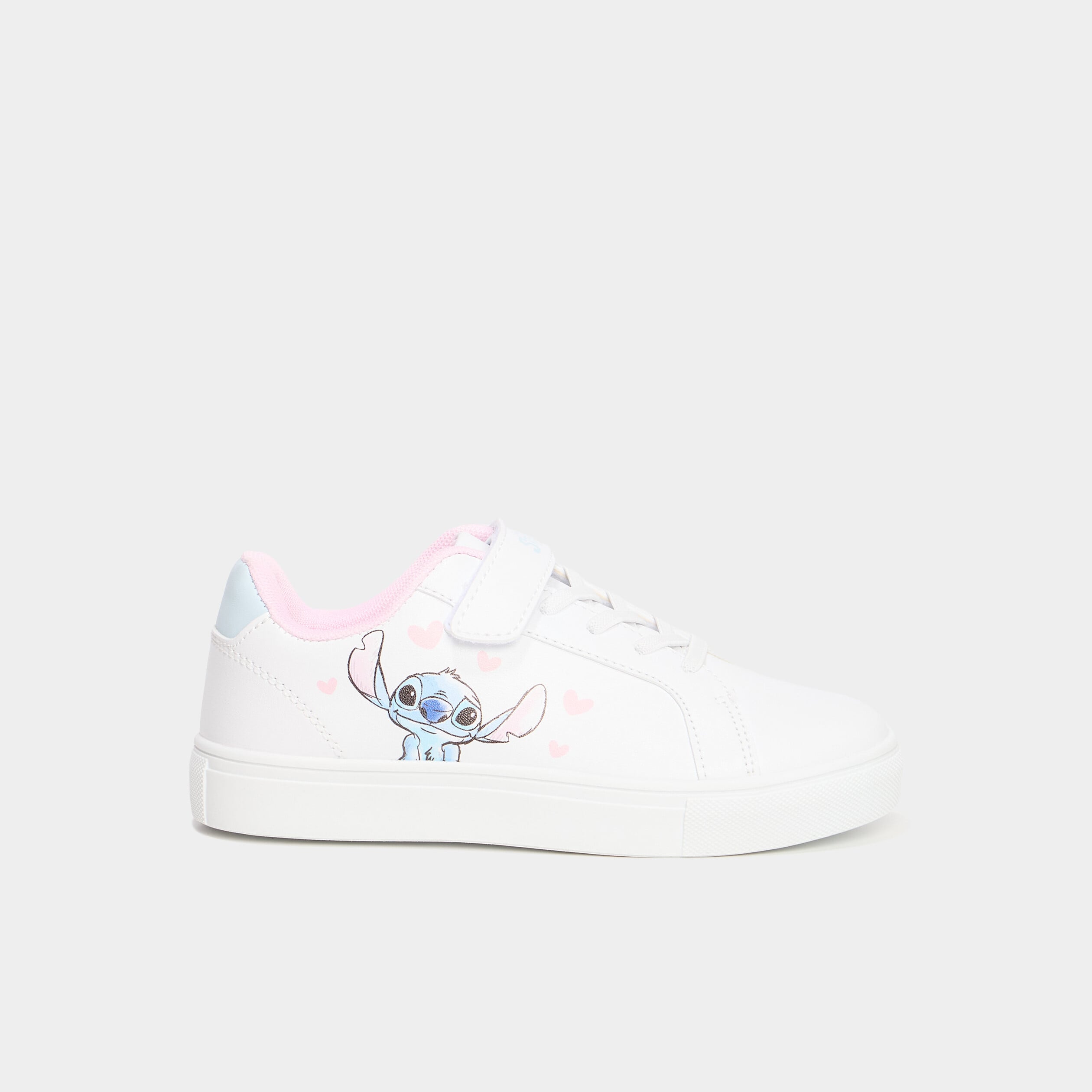 Tennis basses &agrave; scratchs Stitch blanc fille