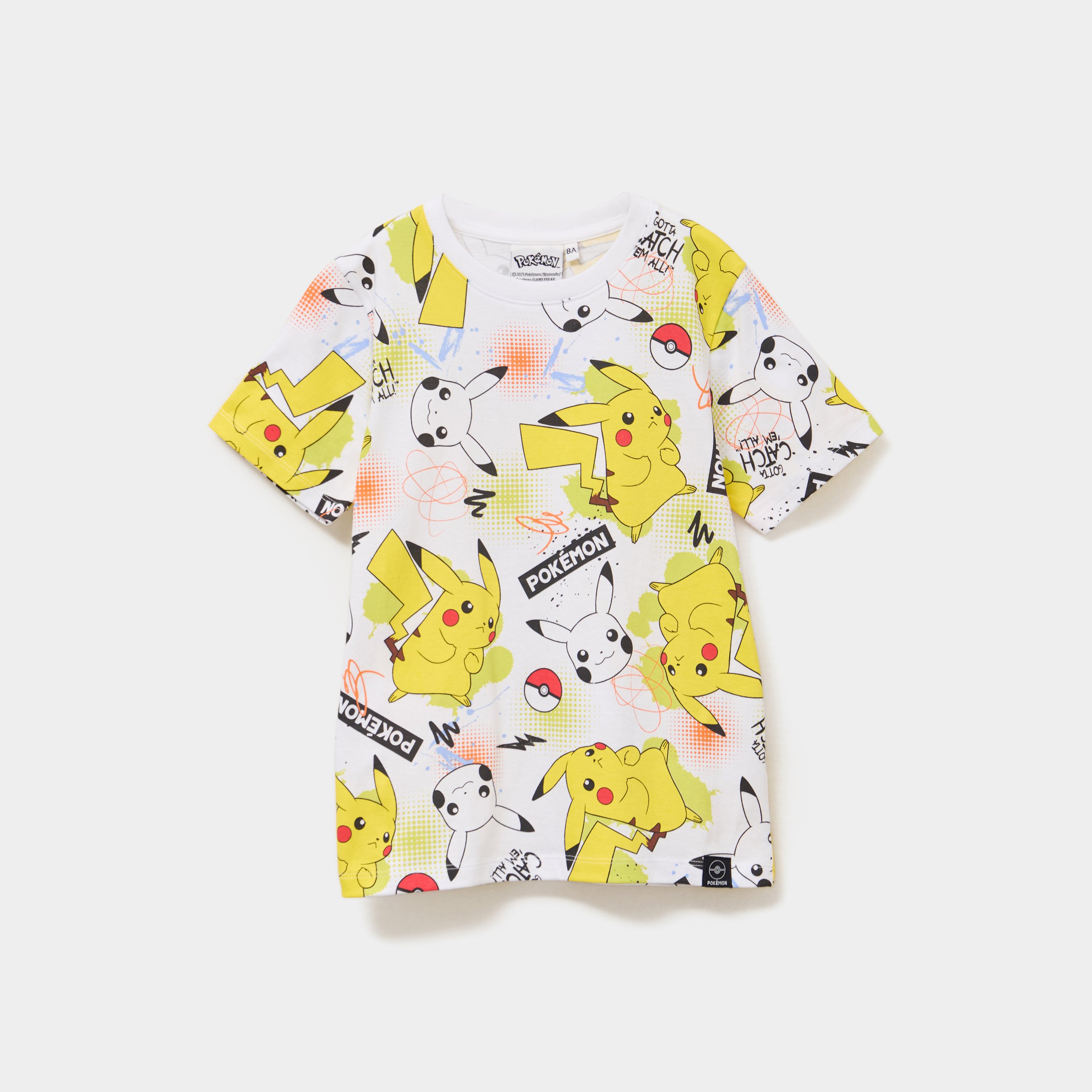 t shirt manches courtes pokemon pikachu blanc garcon T-shirt manches courtes Pokémon Pikachu blanc garçon
