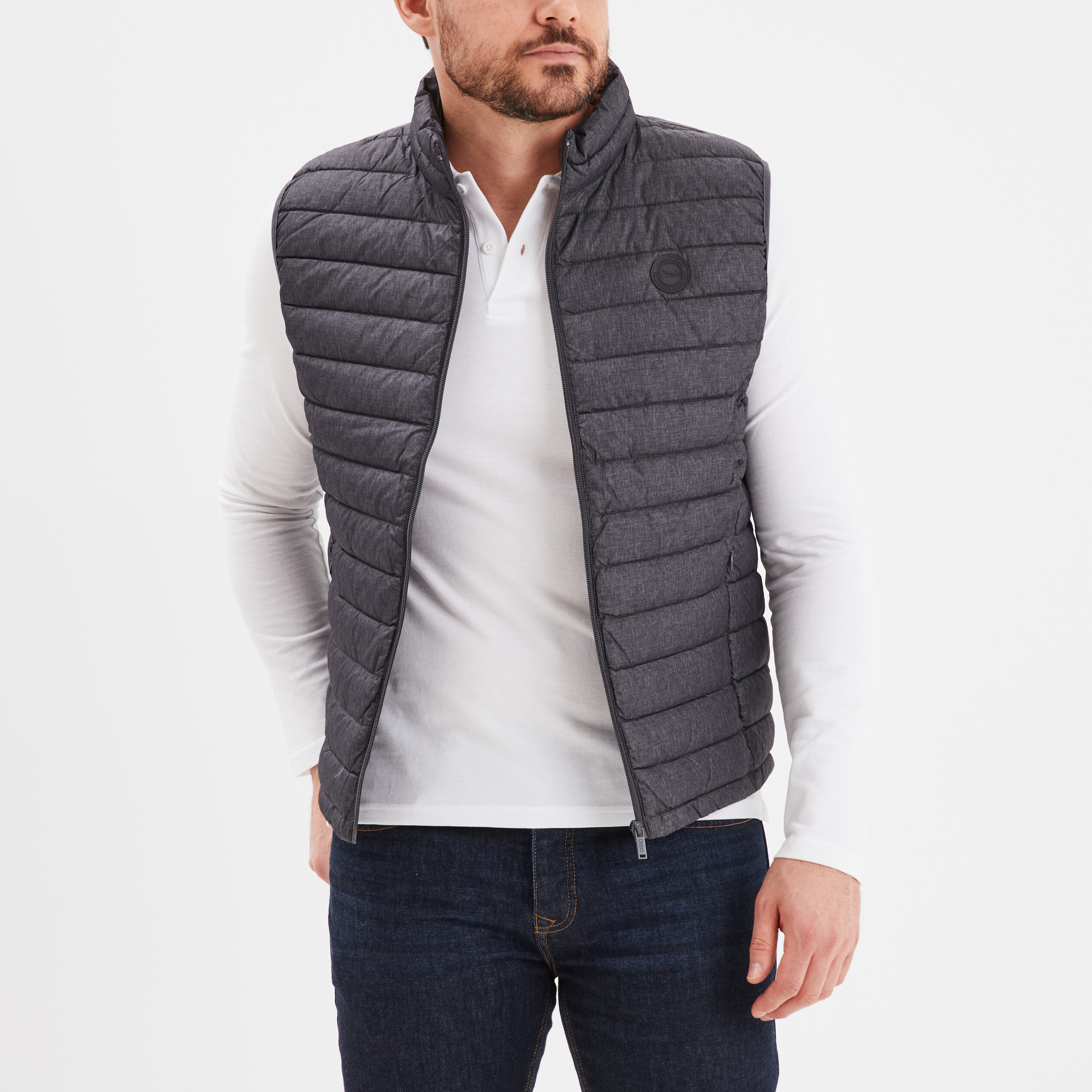 Doudoune légère déperlante sans manches gris foncé homme - Main Image