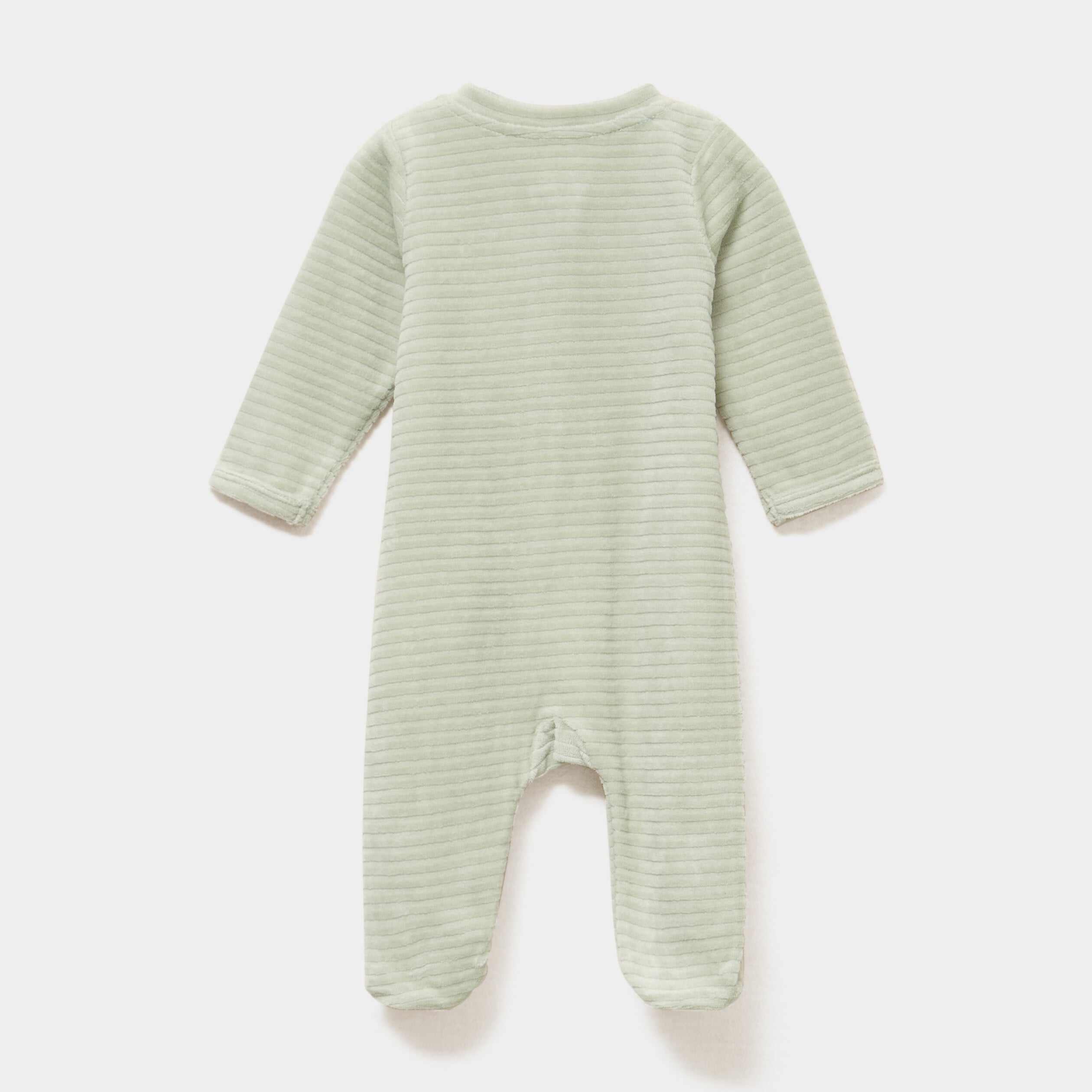Dors-bien velours zipp&eacute; manches longues vert pastel b&eacute;b&eacute;