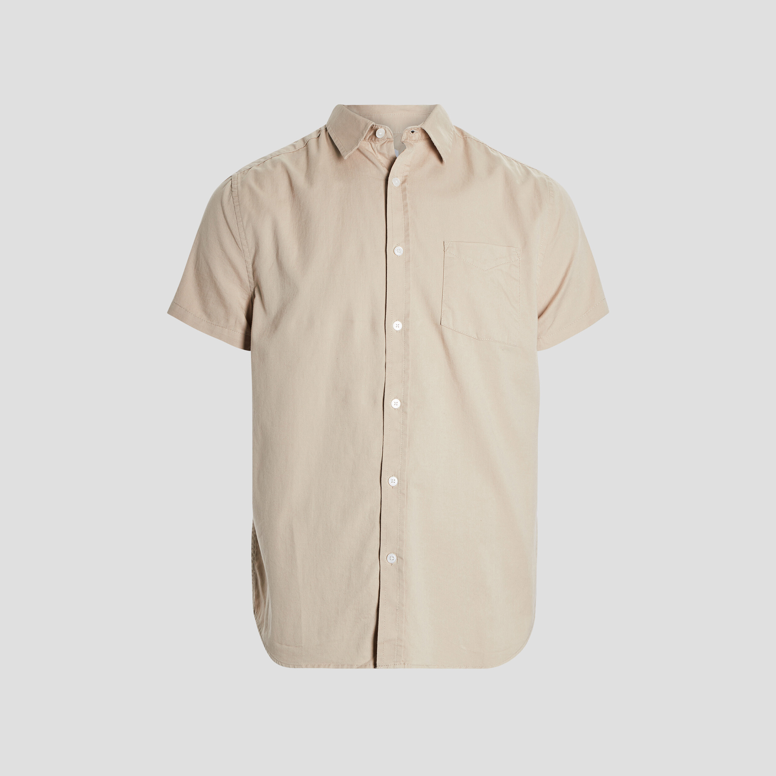 Chemise coton manches courtes sable homme