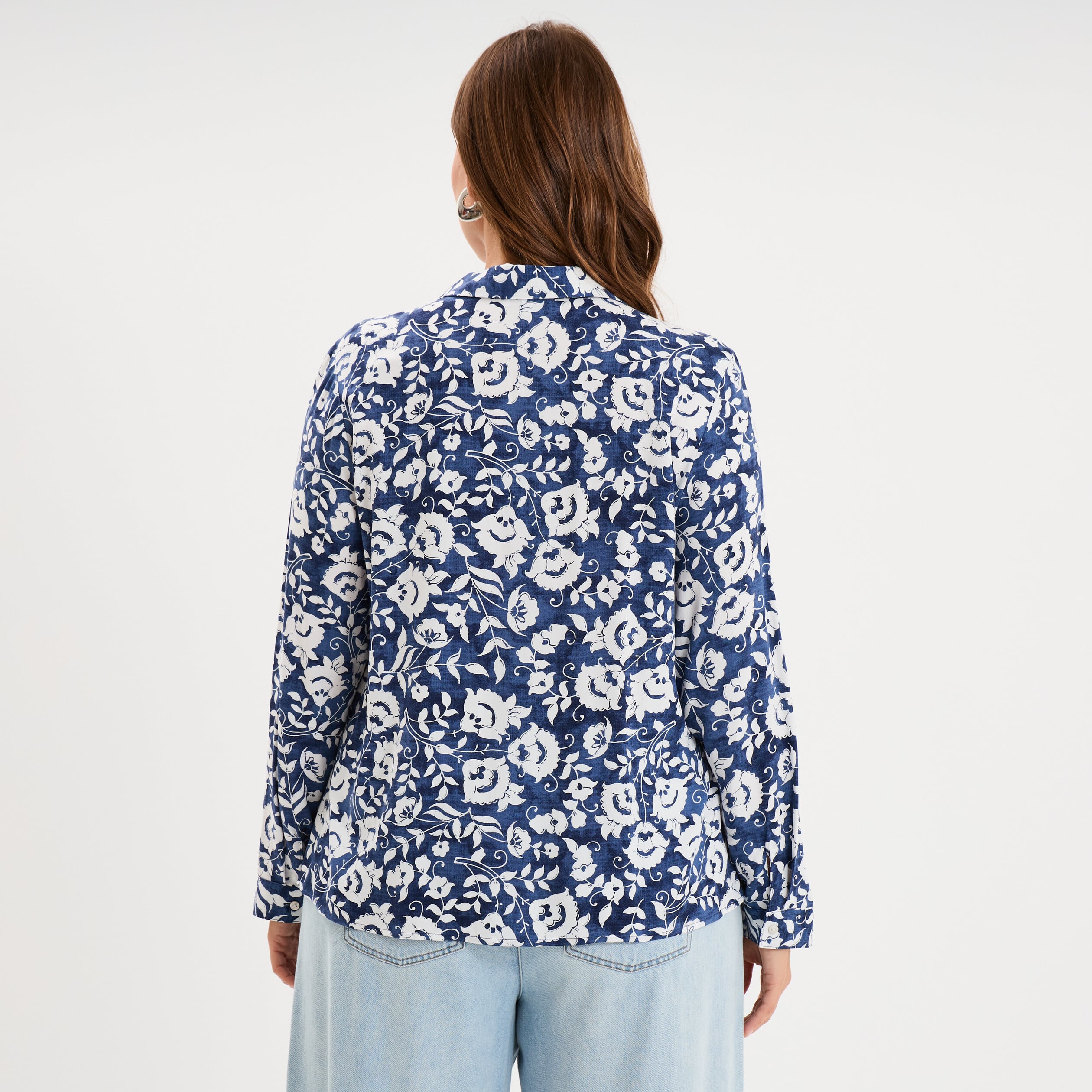 Blouse fluide manches 3/4 bleu marine femme grande taille