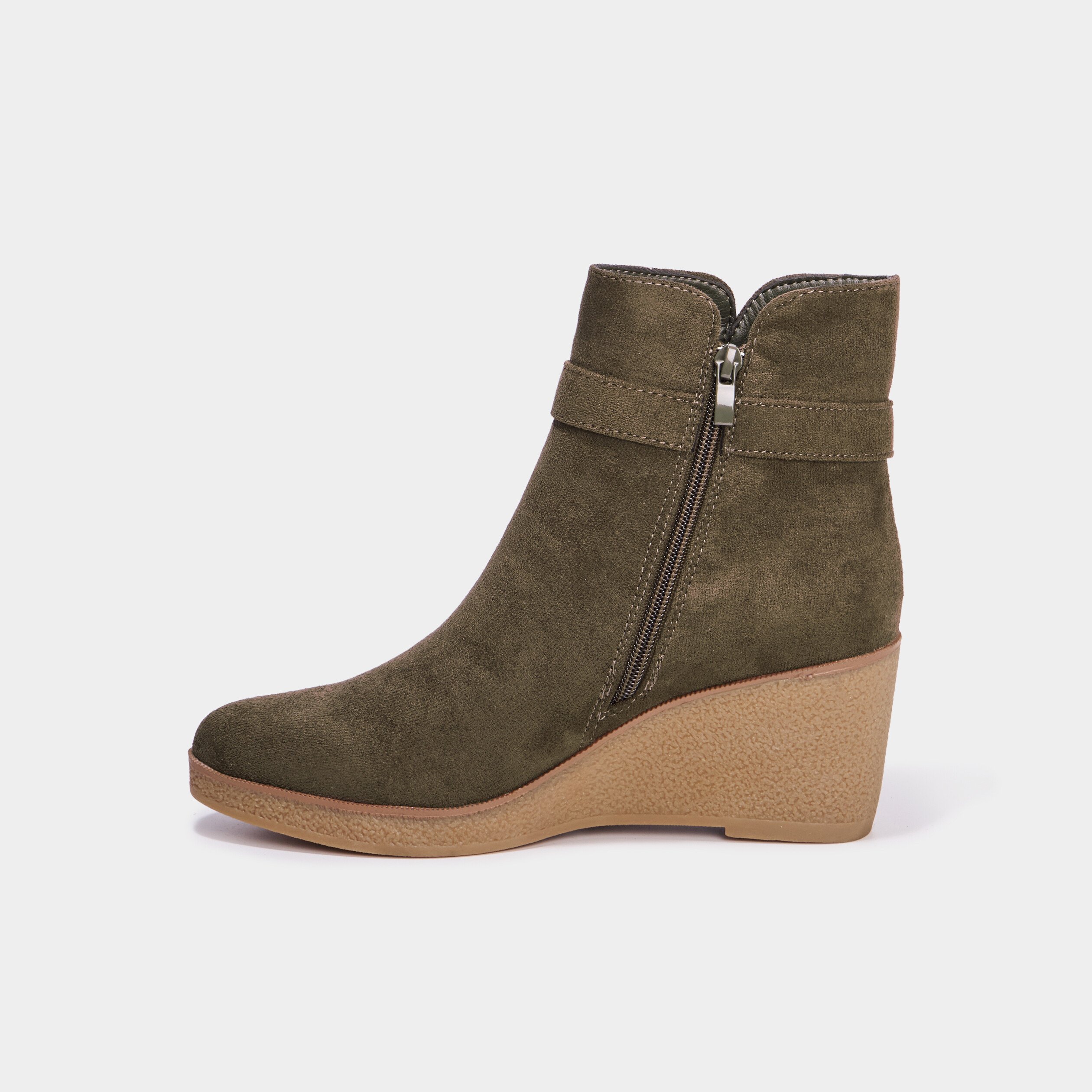 Boots compensées vert kaki femme