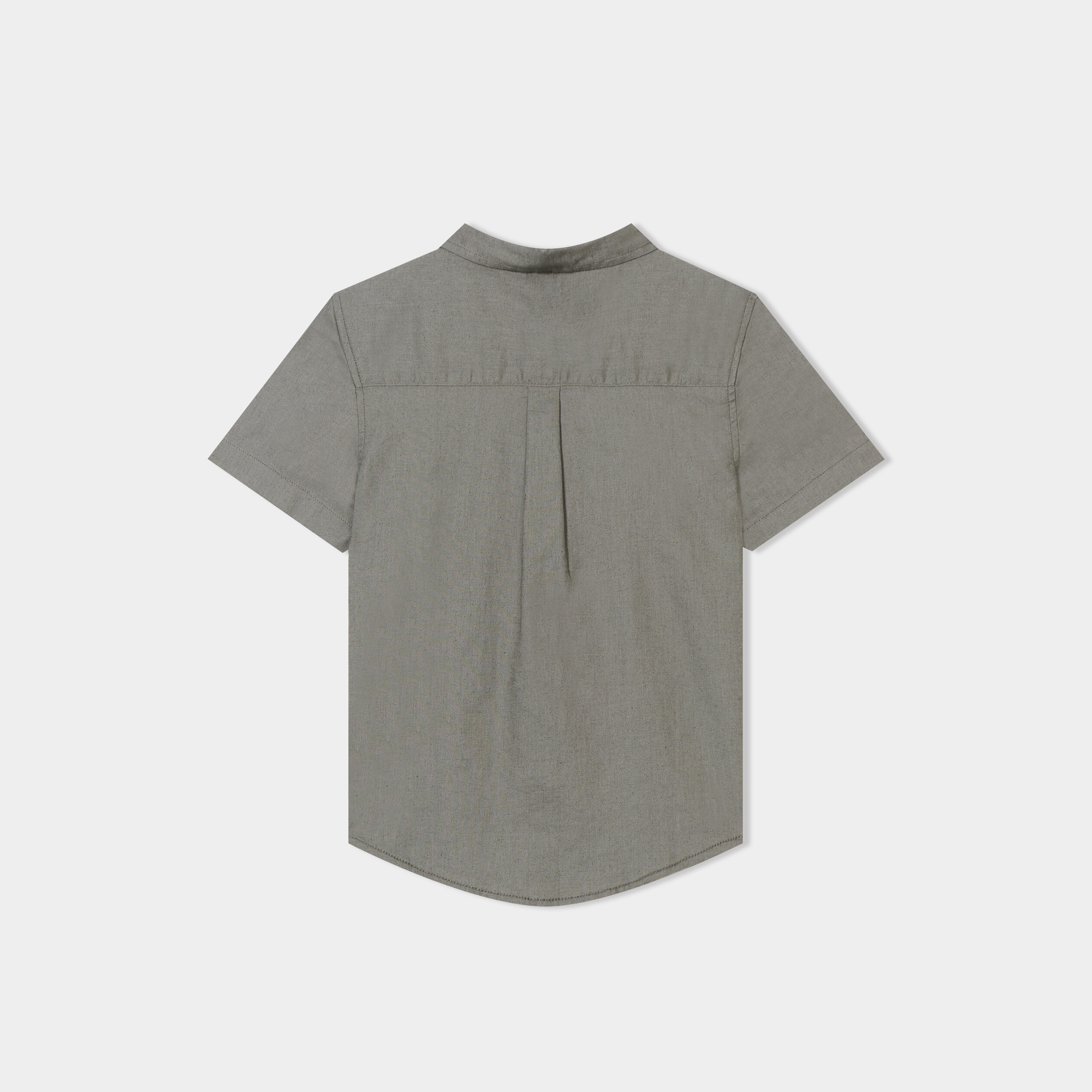 chemise manches courtes lin melange vert kaki garcon Chemise manches courtes lin mélangé vert kaki garçon