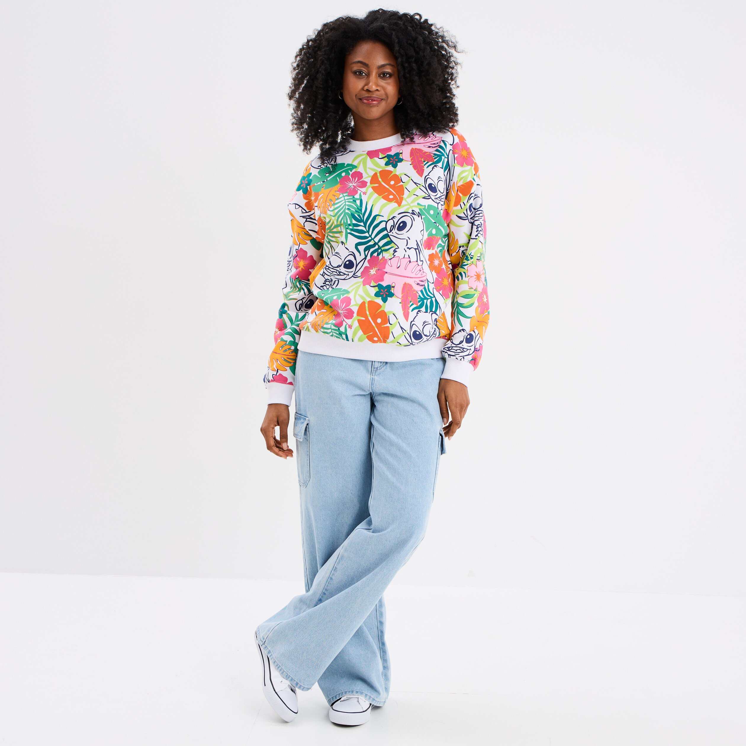 sweat col rond manches longues stitch multicolore femme Sweat col rond manches longues Stitch multicolore femme