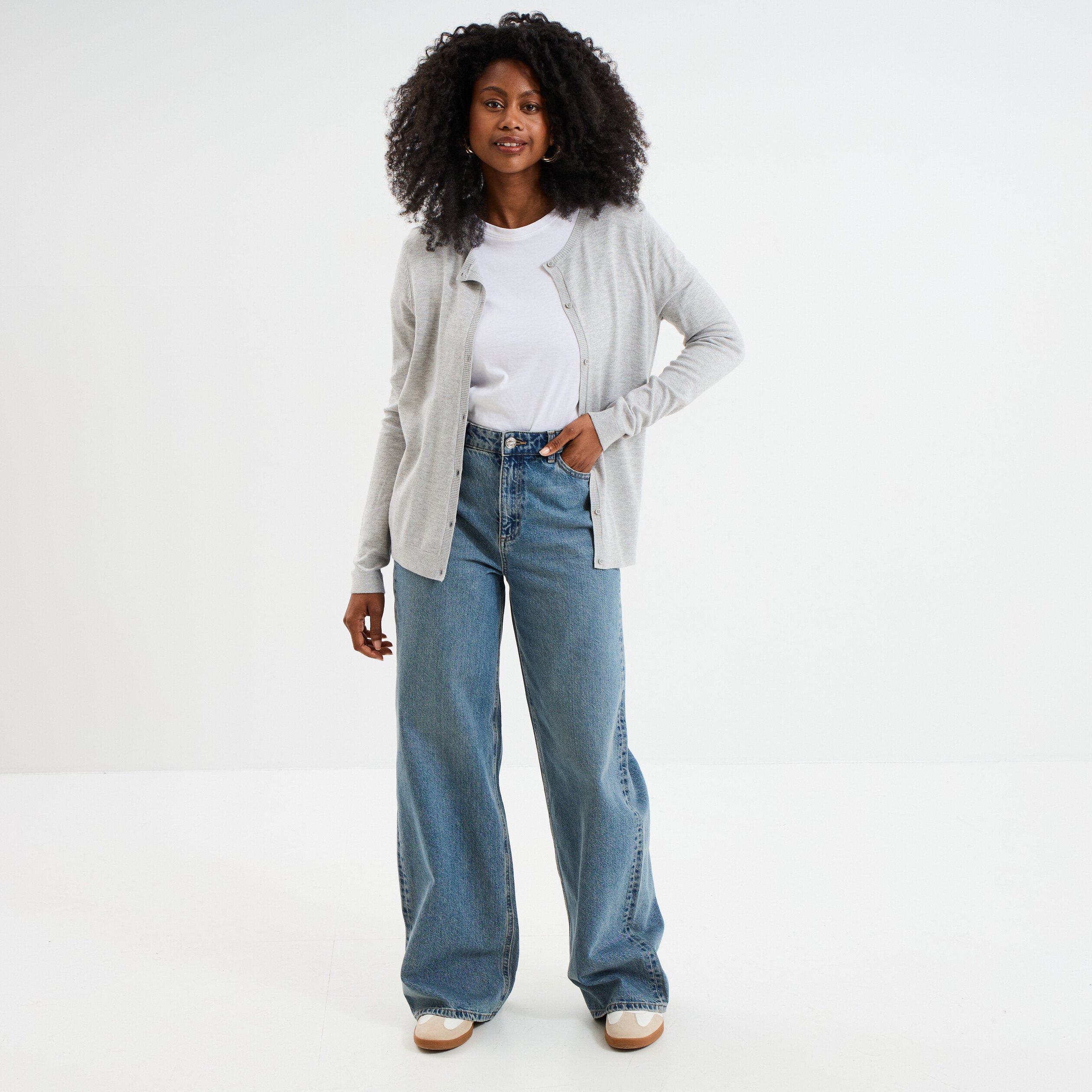 jeans large coton denim dirty femme Jeans large coton denim dirty femme