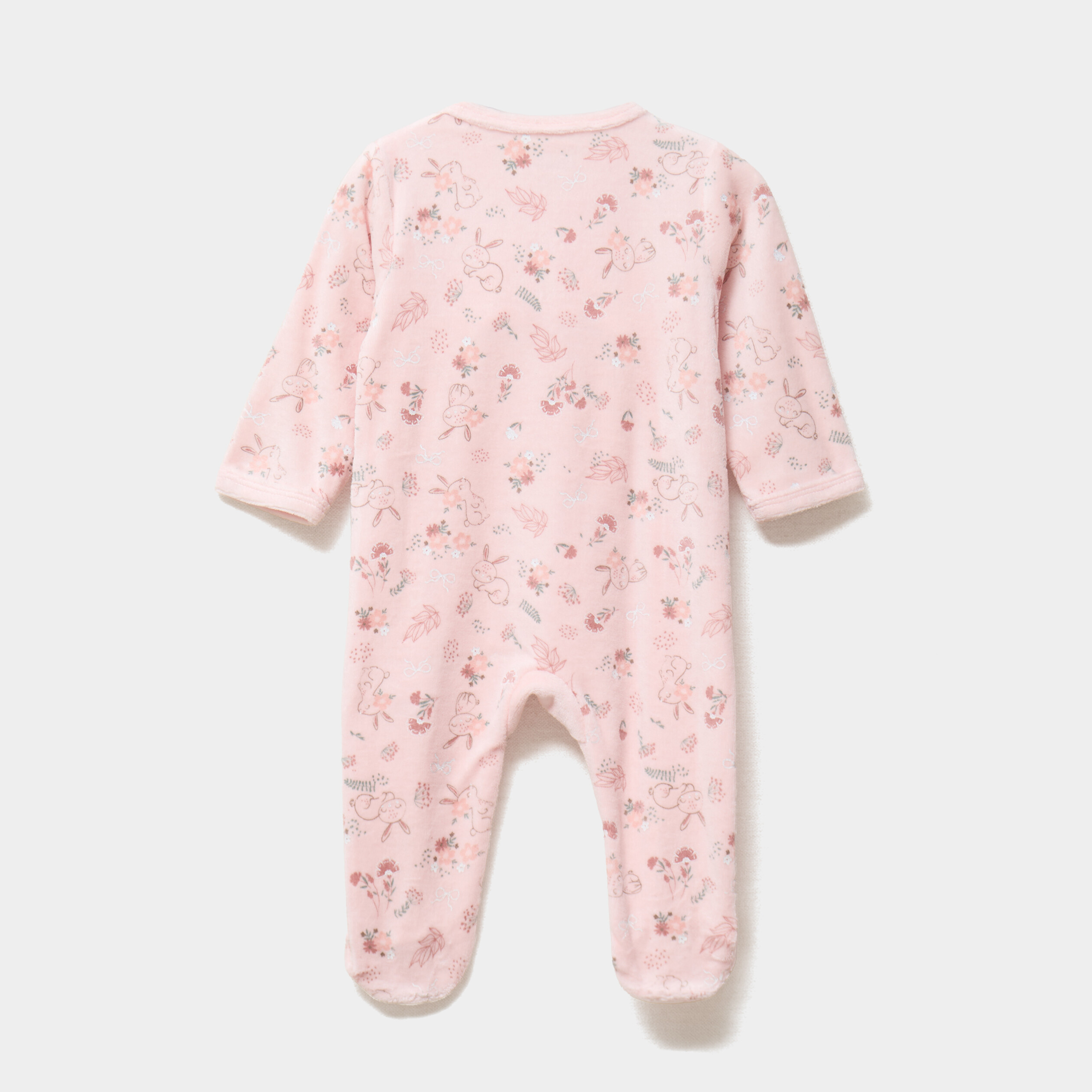 Dors-bien effet velours manches longues rose clair b&eacute;b&eacute;