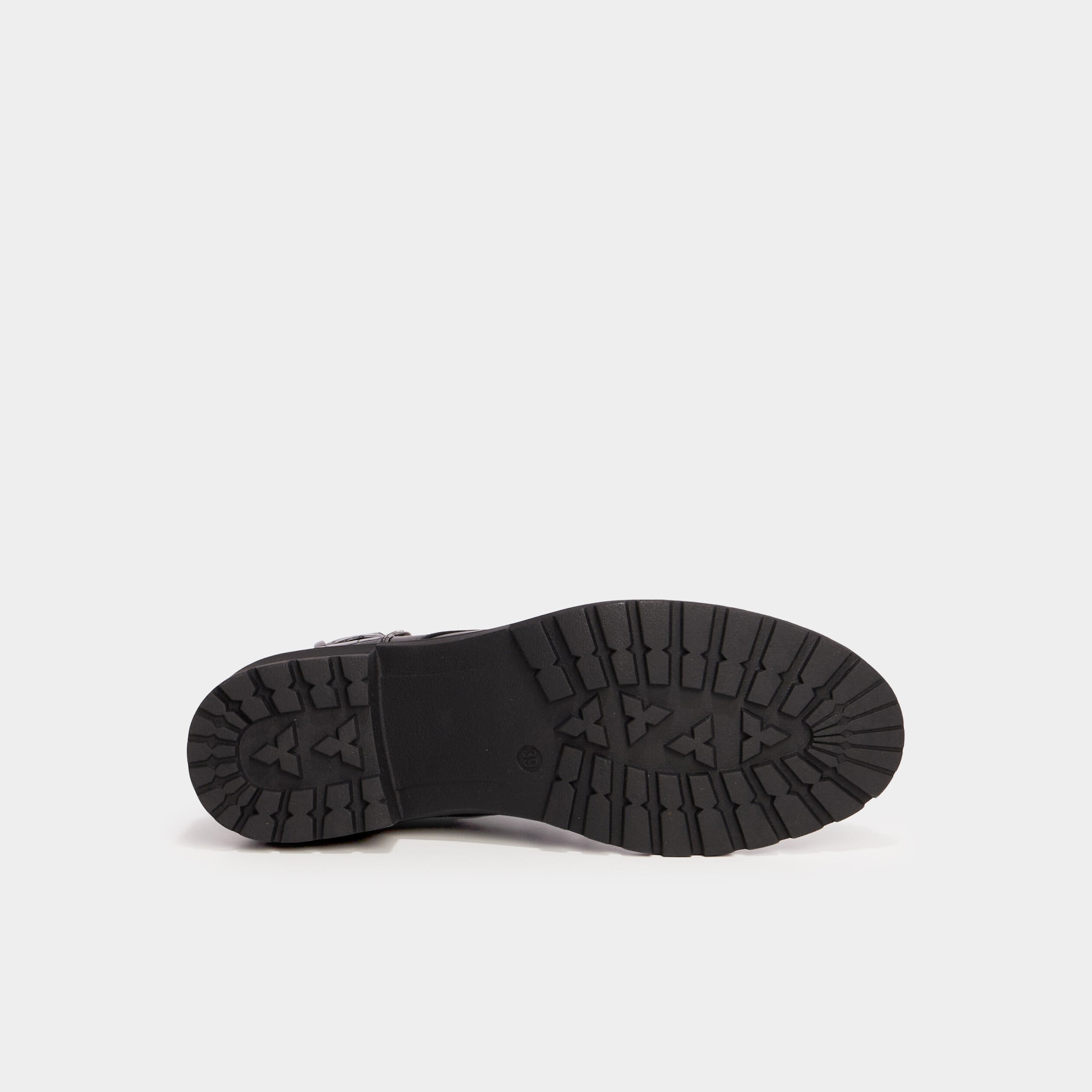 Bottines croco crant&eacute;es avec boucles noir femme