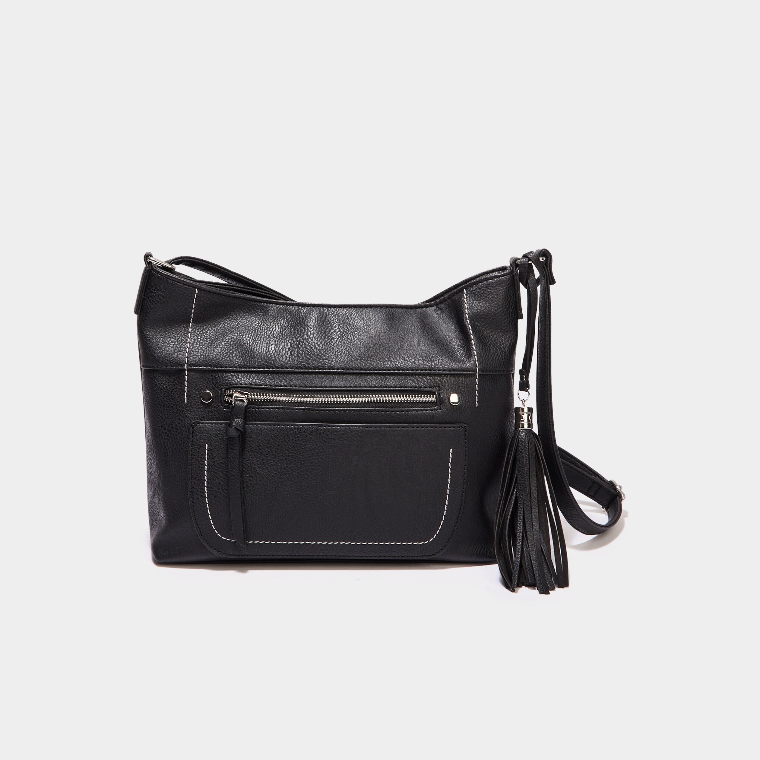 Sac en bandouli&egrave;re avec pampille noir femme
