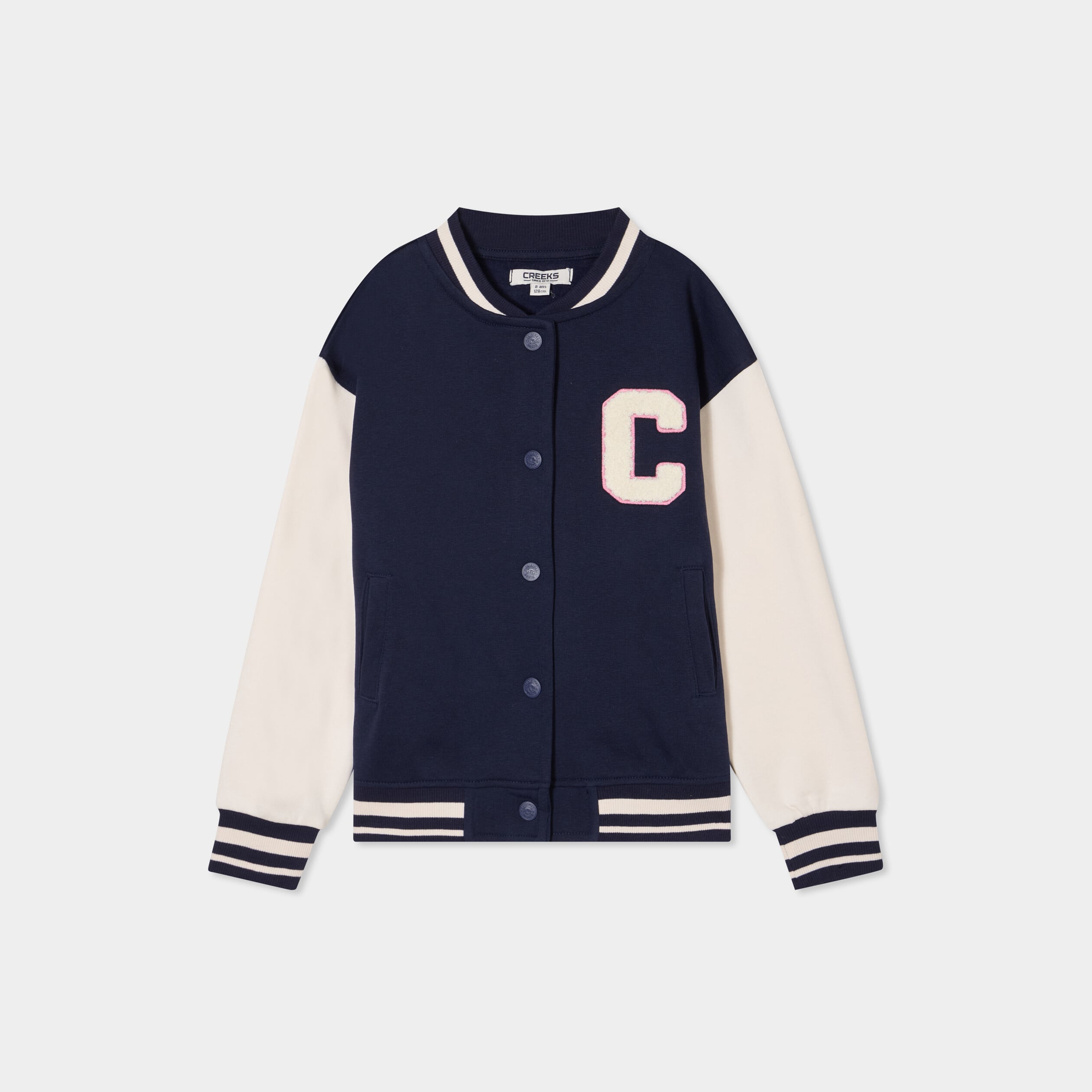 Gilet boutonn&eacute; teddy coton majoritaire bleu marine fille