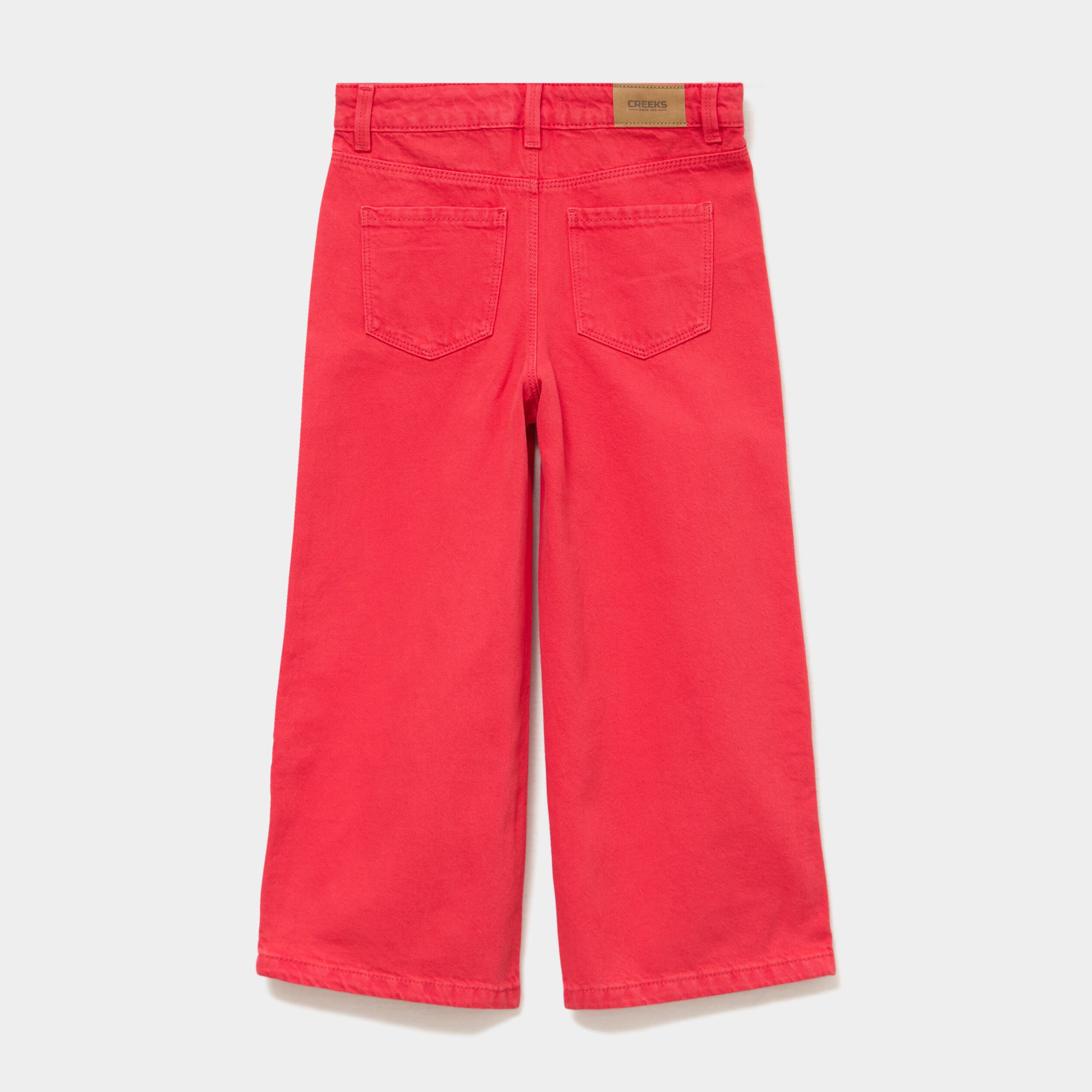 Pantalon large 5 poches coton rouge fille