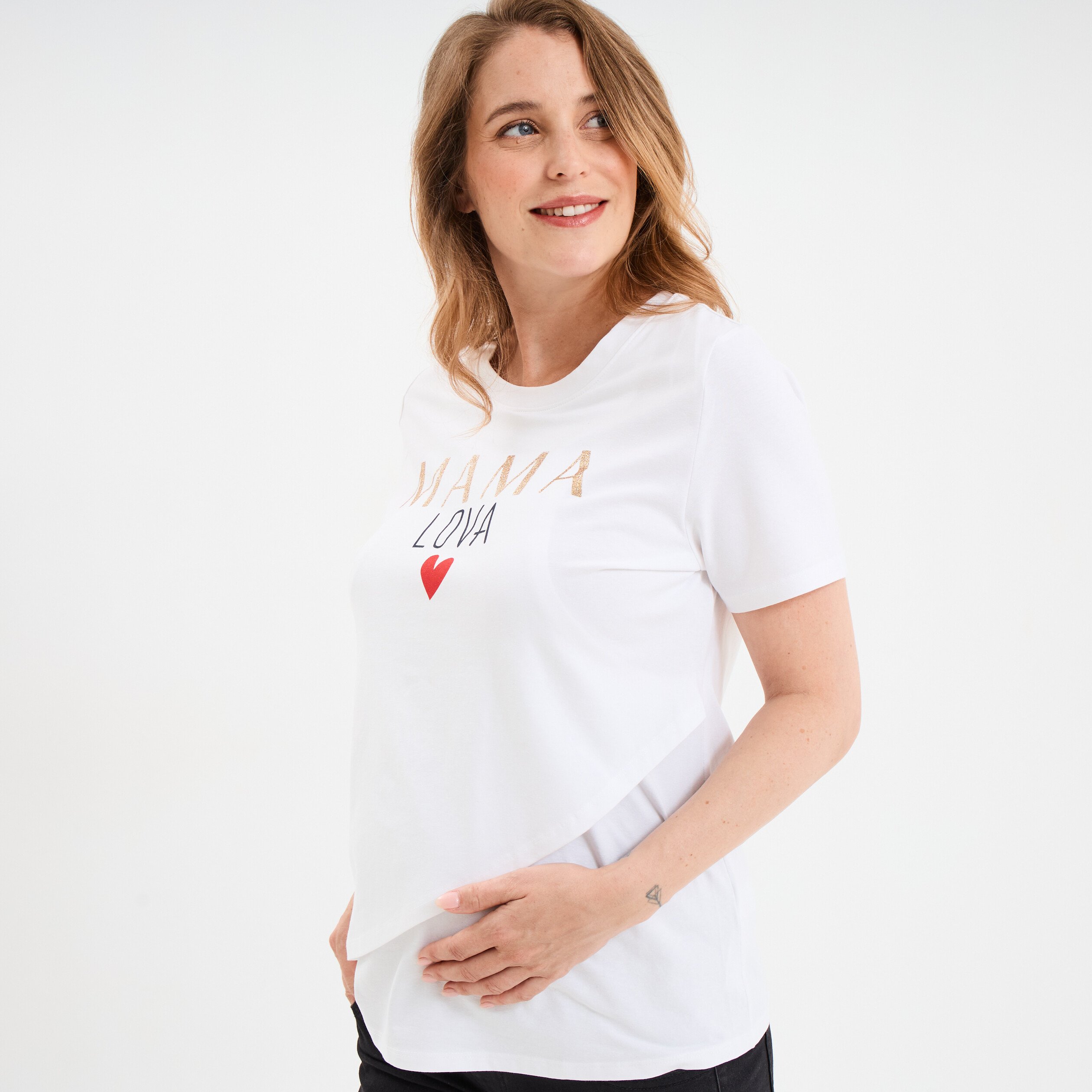 t shirt manches courtes allaitement blanc femmemater T-shirt manches courtes allaitement blanc femme maternité