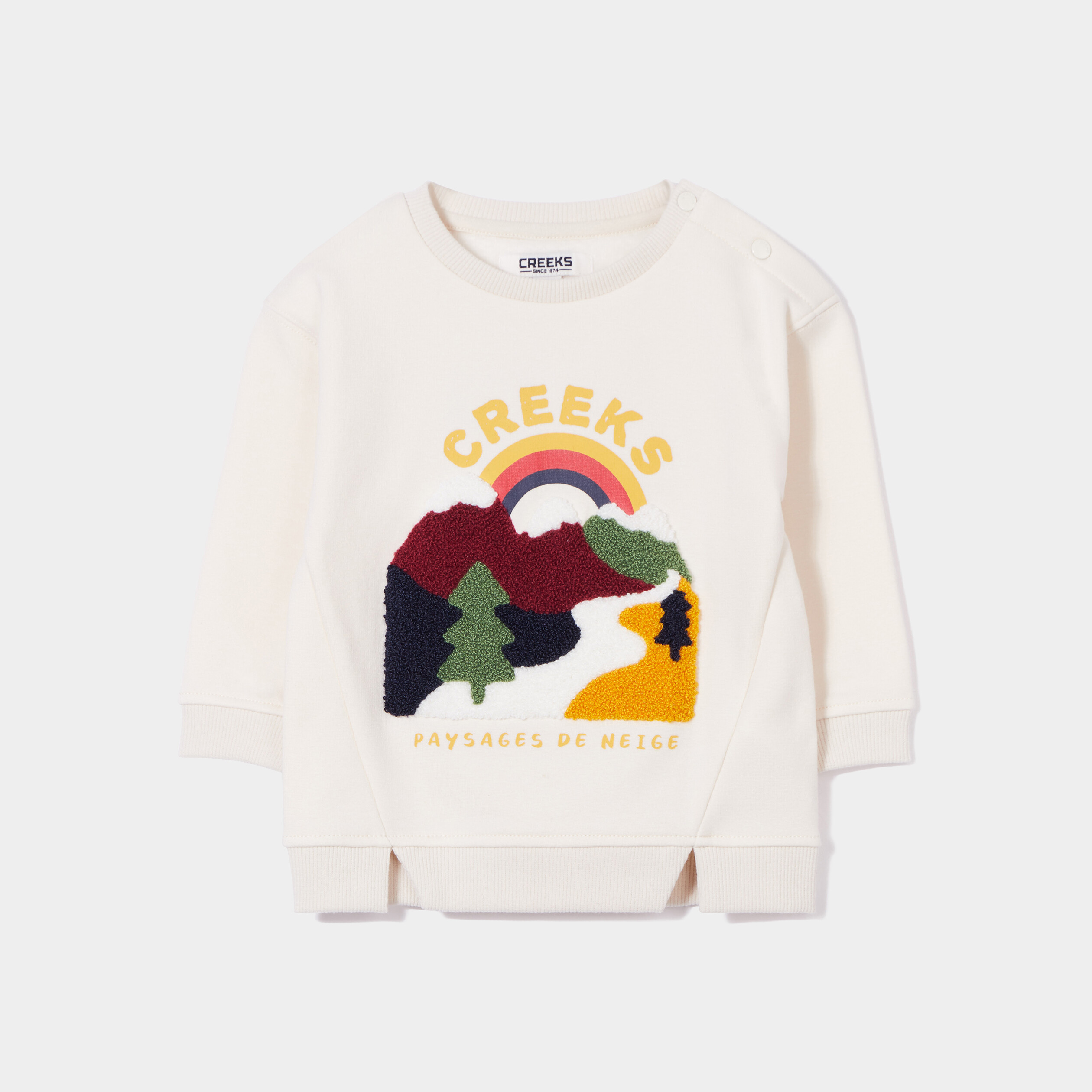 sweat epaule boutonnee a fentes creeks blanc bebeg Sweat épaule boutonnée à fentes Creeks blanc bébé garçon