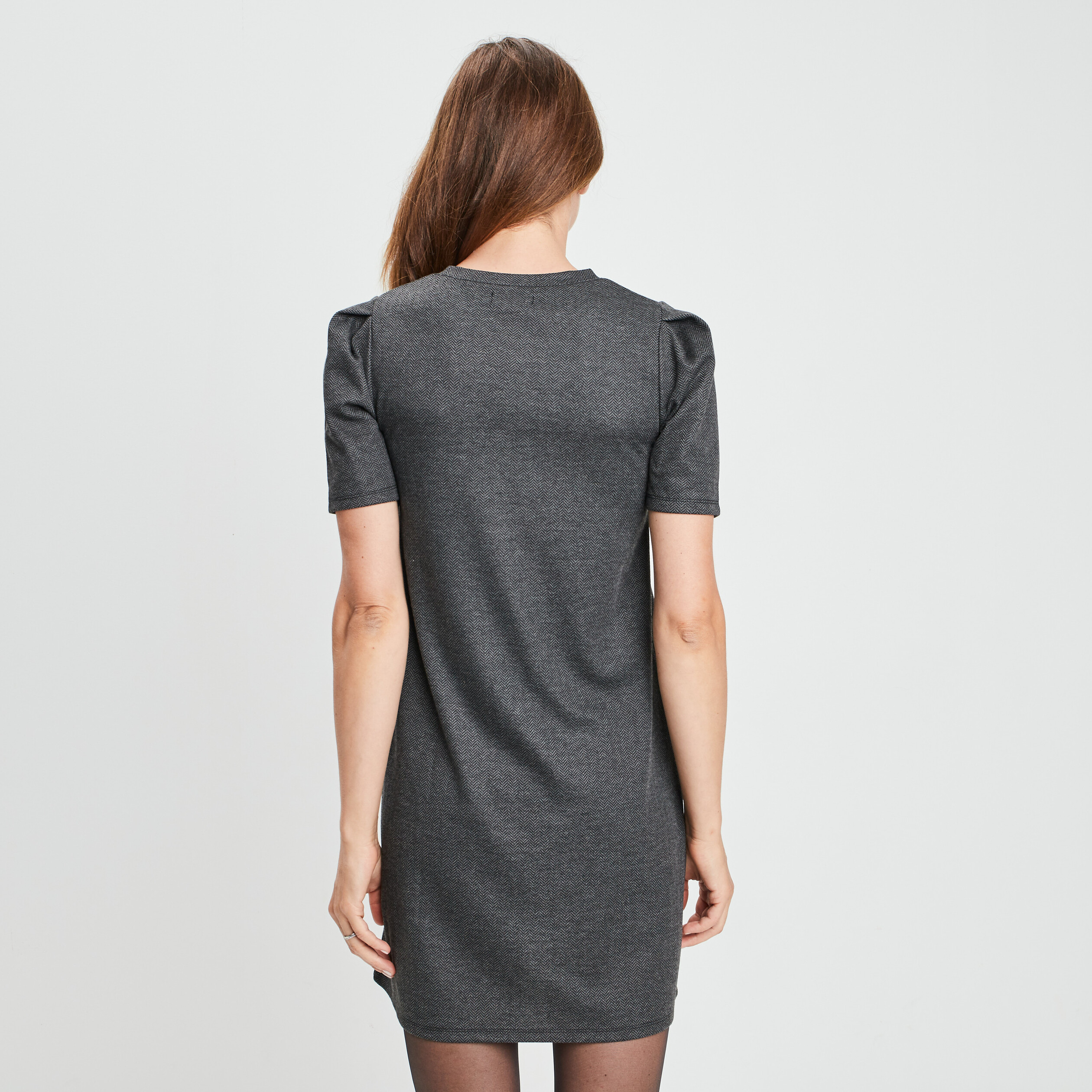 robe droite manches courtes gris fonce femme Robe droite manches courtes gris fonce femme