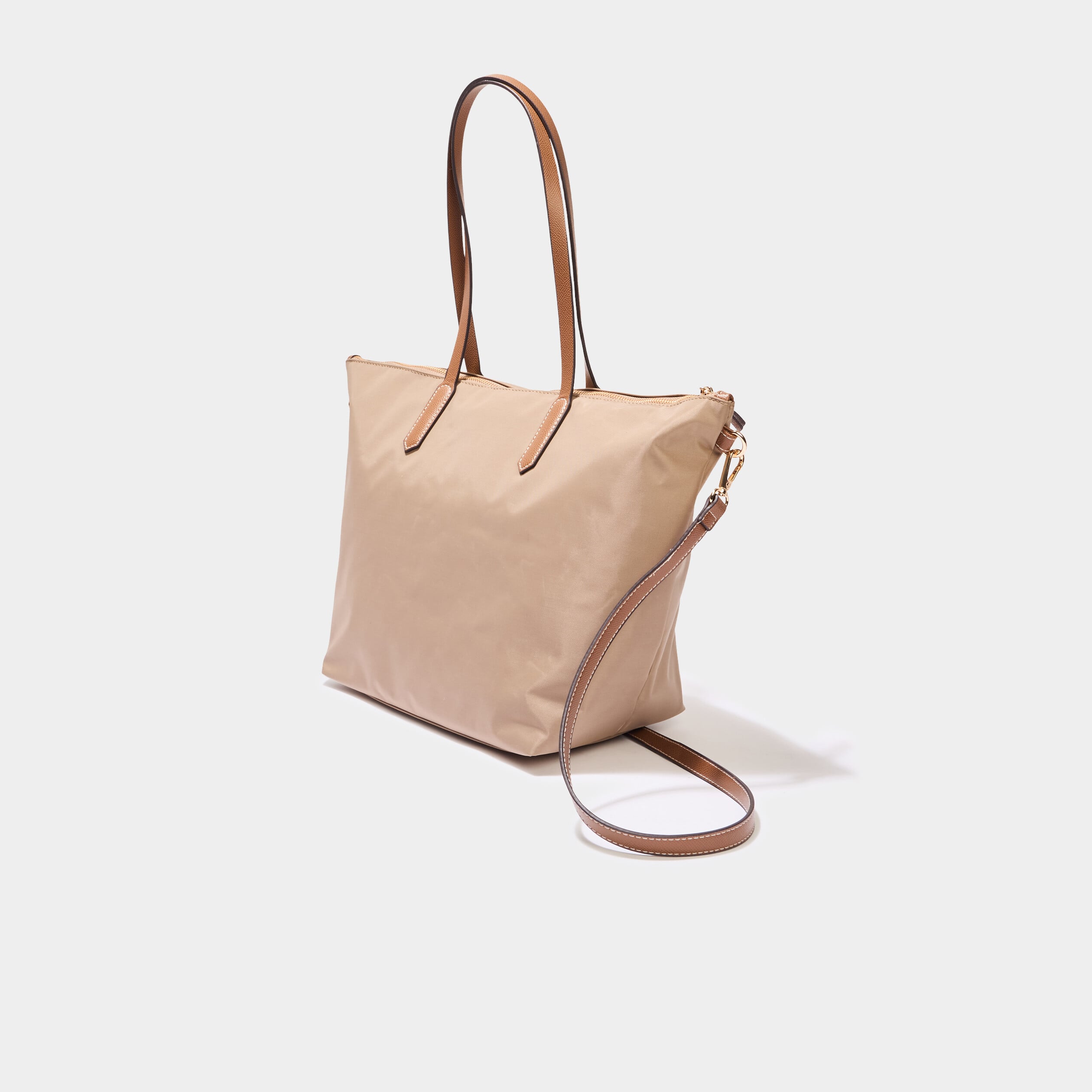 Sac shopper avec bandouli&egrave;re sable femme