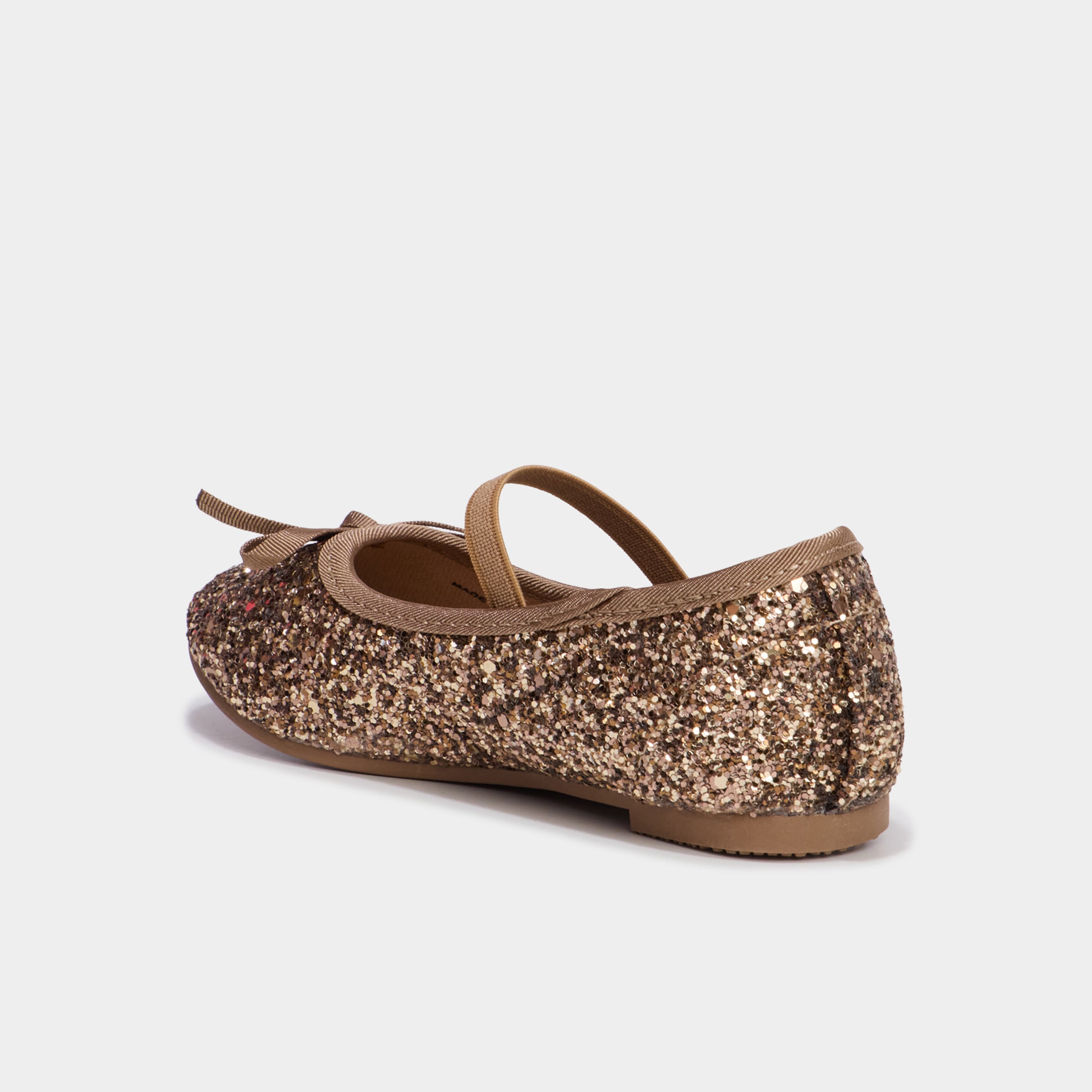 Ballerines &agrave; paillettes avec bride marron fille