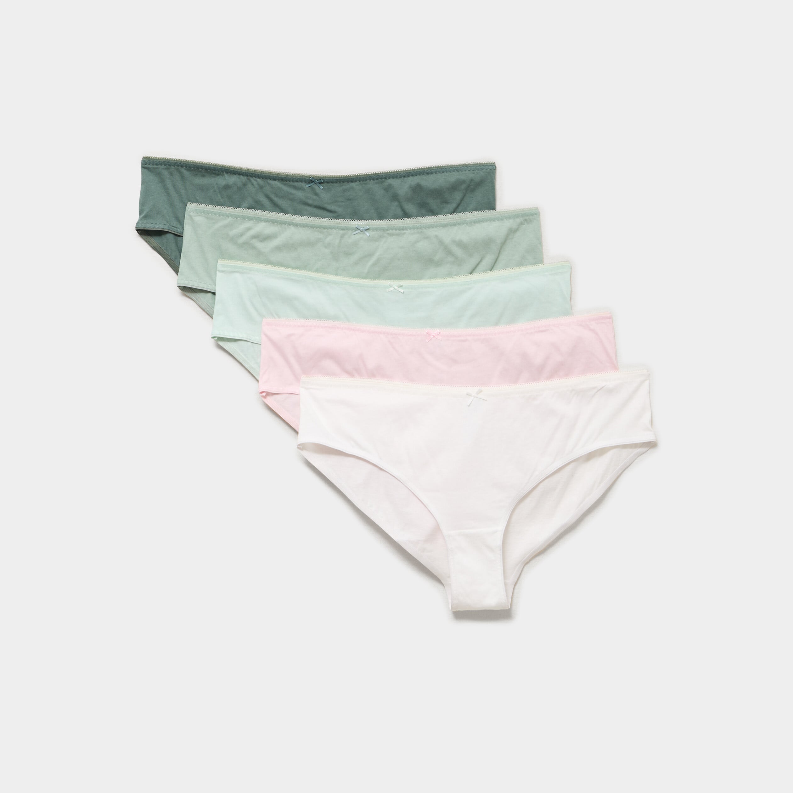 Lot 5 culottes taille &eacute;lastiqu&eacute;e coton vert femme grande taille
