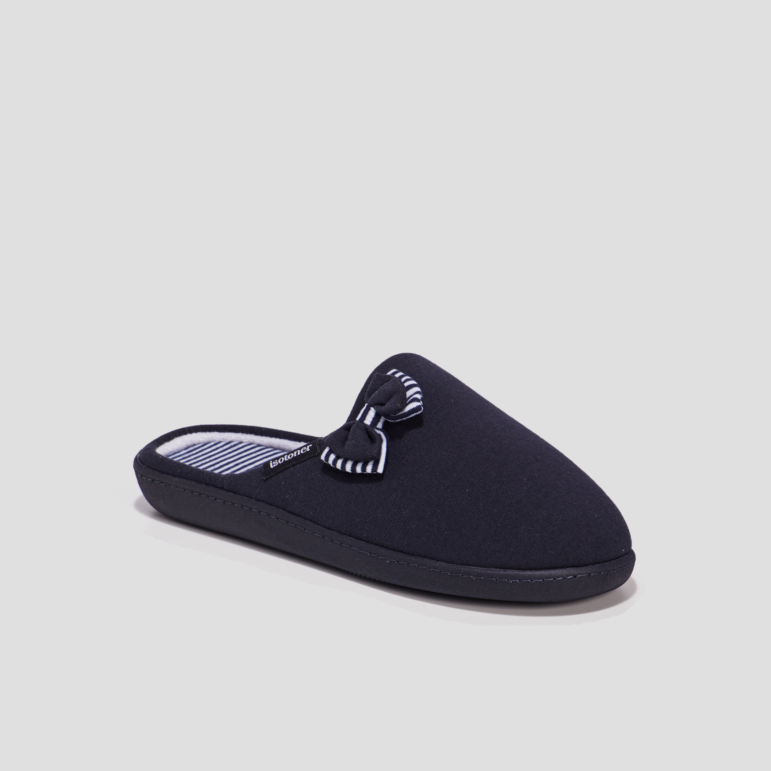 Chaussons mules Isotoner bleu marine femme