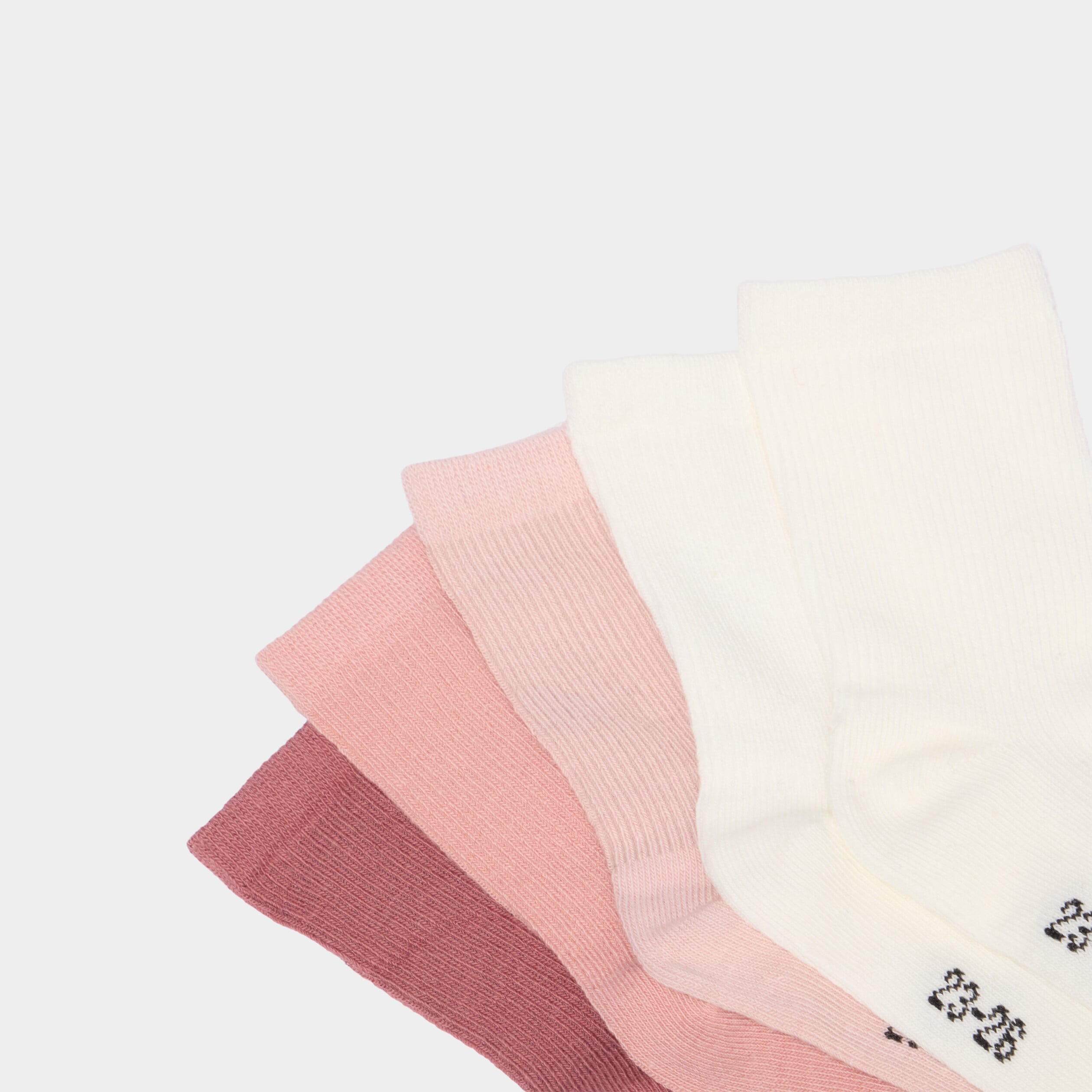 Lot 5 paires chaussettes c&ocirc;tel&eacute;es rose b&eacute;b&eacute;
