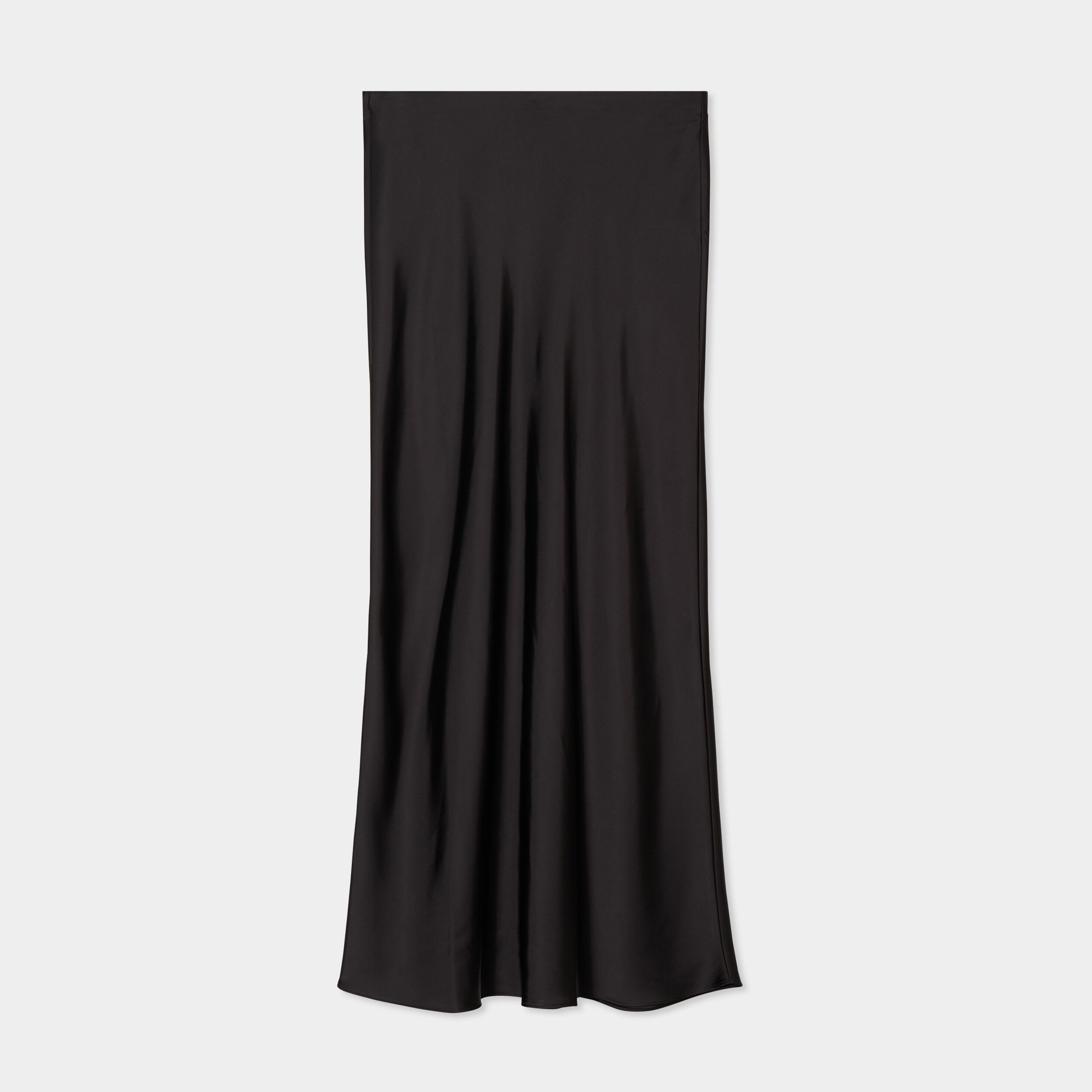 jupe effet satin midi evasee noir femme Jupe effet satin midi évasée noir femme