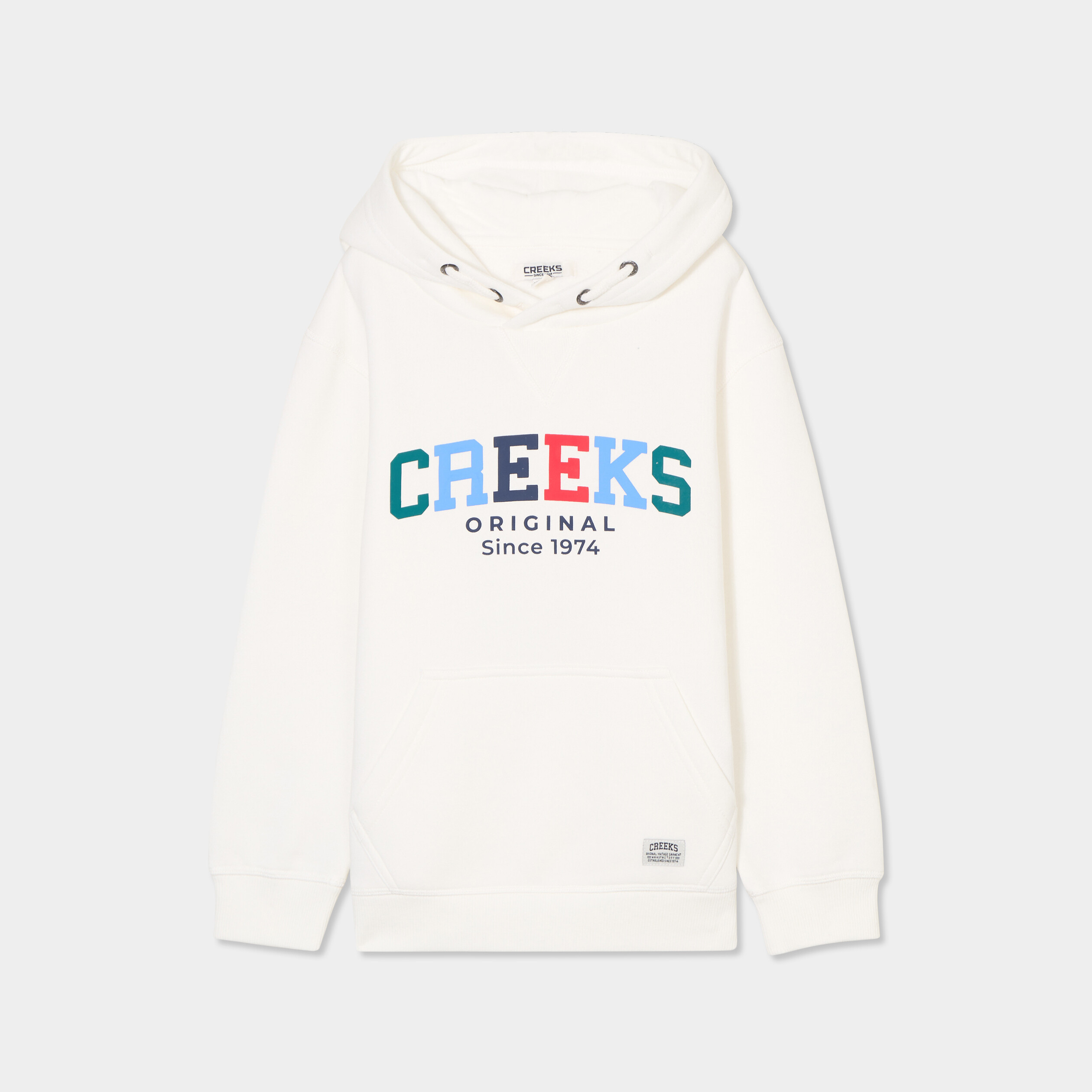 Sweat &agrave; capuche hoodie 1 poche Creeks blanc gar&ccedil;on