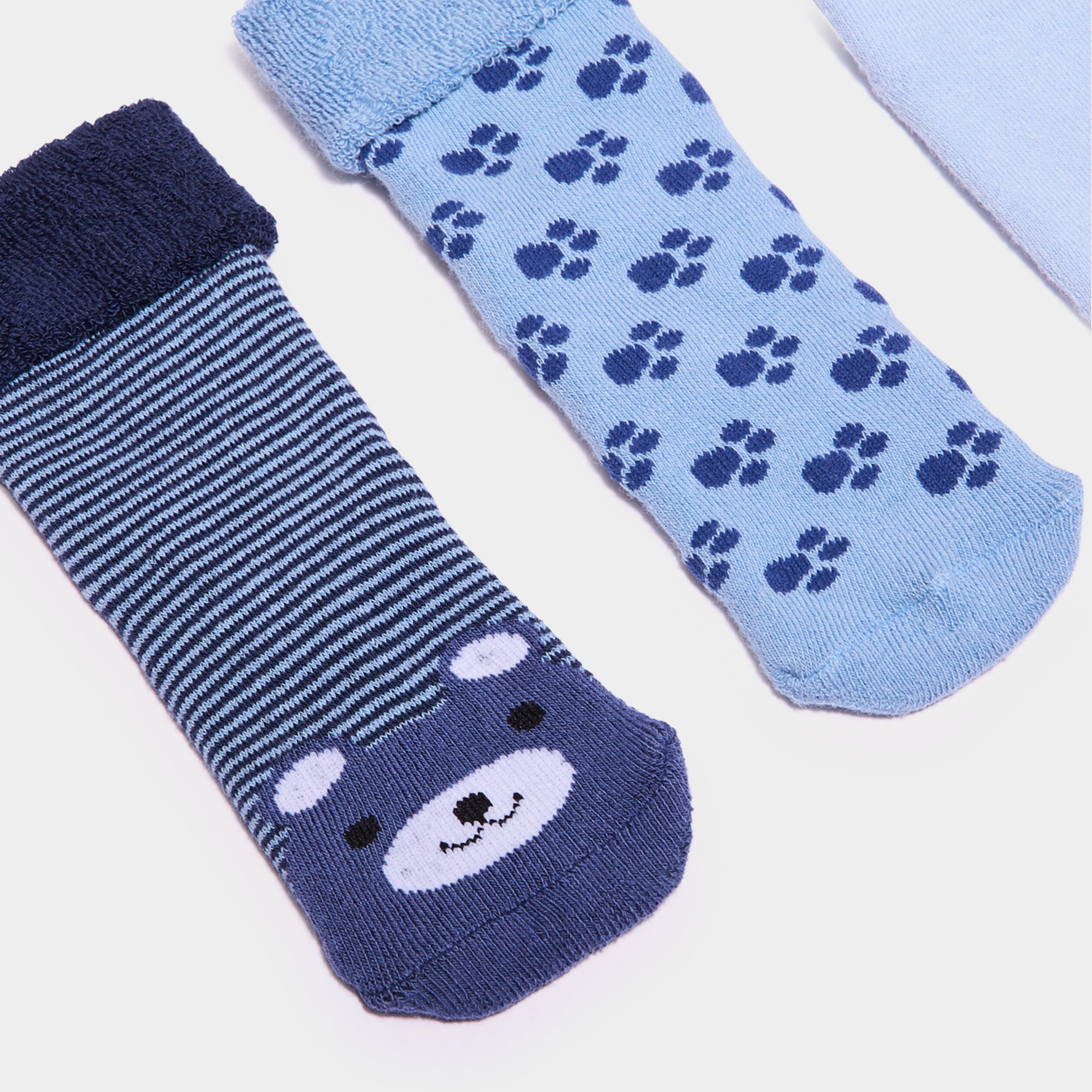 Lot 3 paires chaussettes d'intérieur bleu bébé garçon