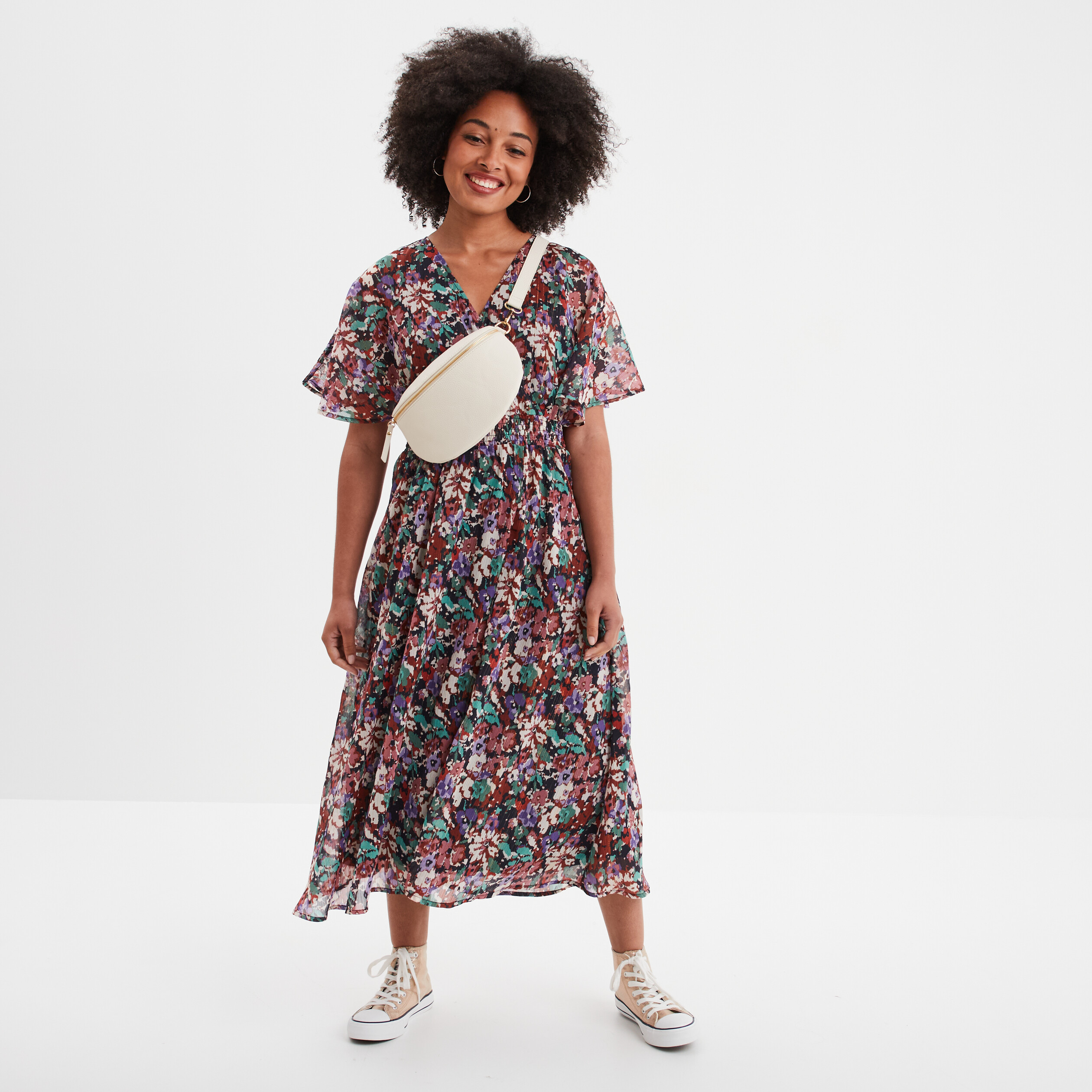 Robe longue taille smockee multicolore femme La Halle