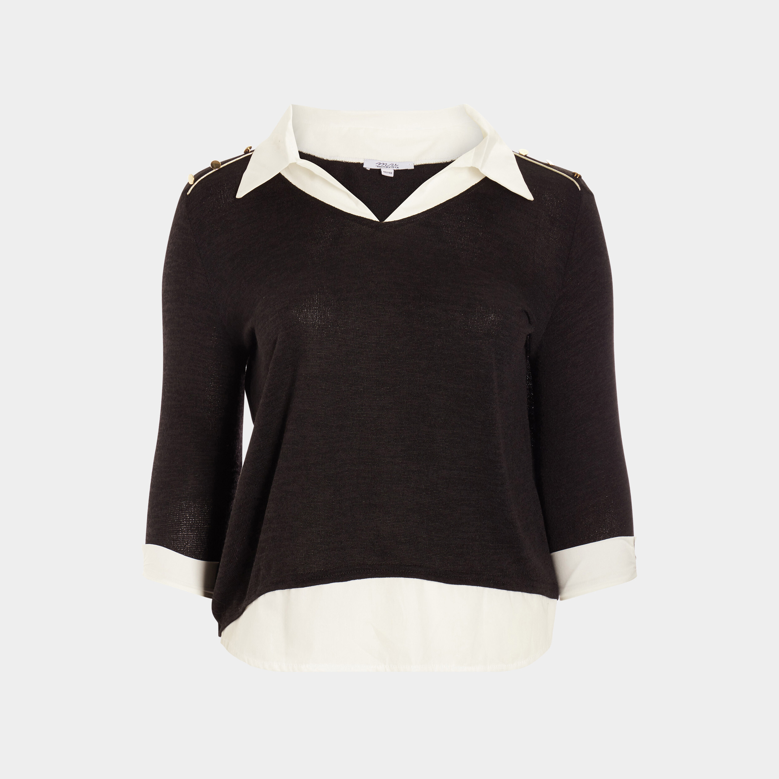 pull empiecement chemisier noir femmegt Pull empiècement chemisier noir femme grande taille