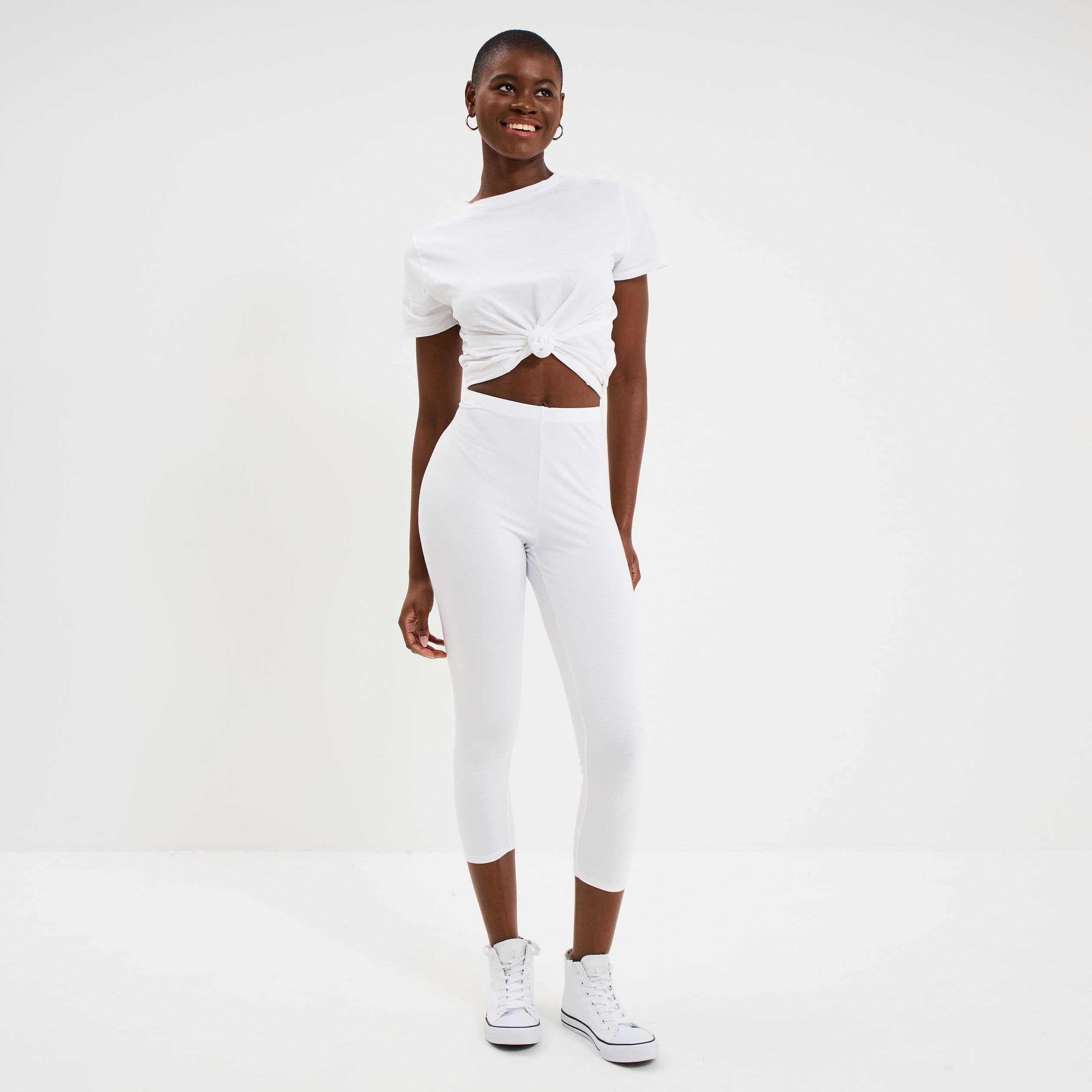 Legging &eacute;lastiqu&eacute; 7/8&egrave;me blanc femme