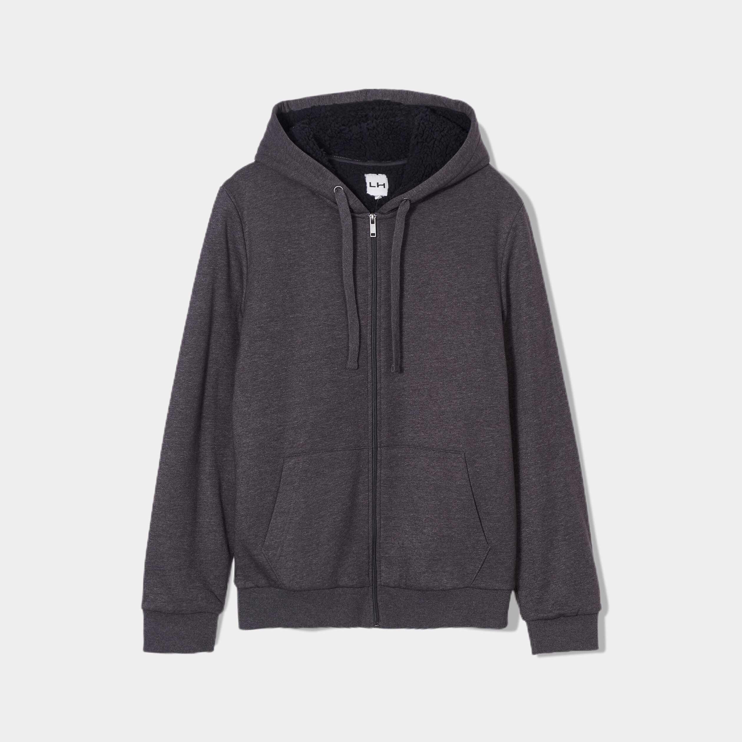 Sweat zippé à capuche gris foncé homme