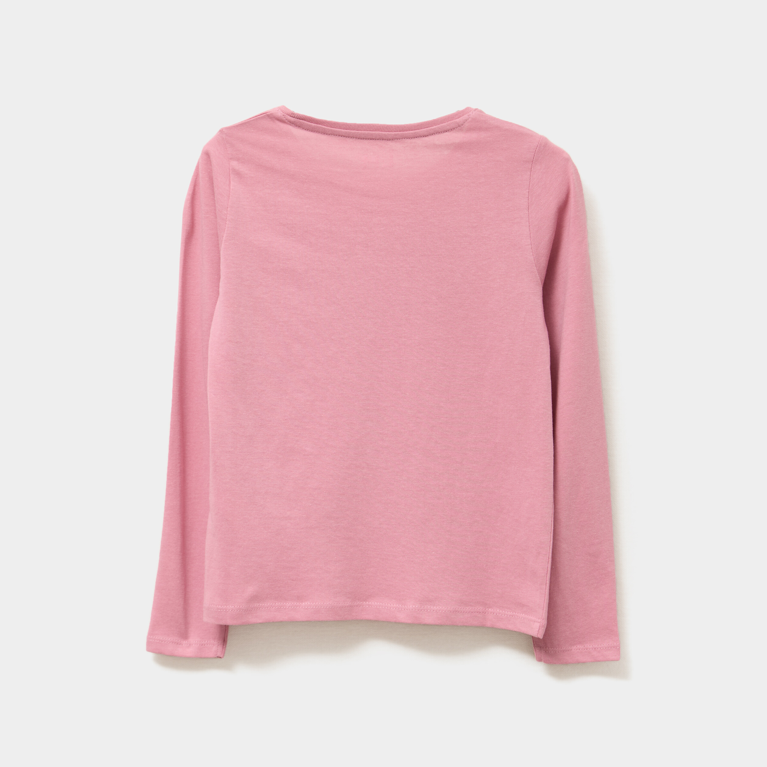 t shirt col rond manches longues coton vieux rose fille T-shirt col rond manches longues coton vieux rose fille